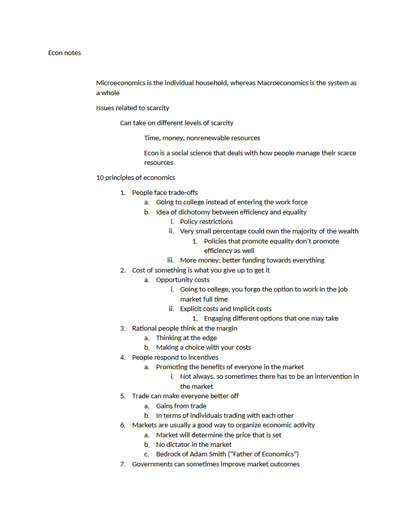Microeconomics Notes
