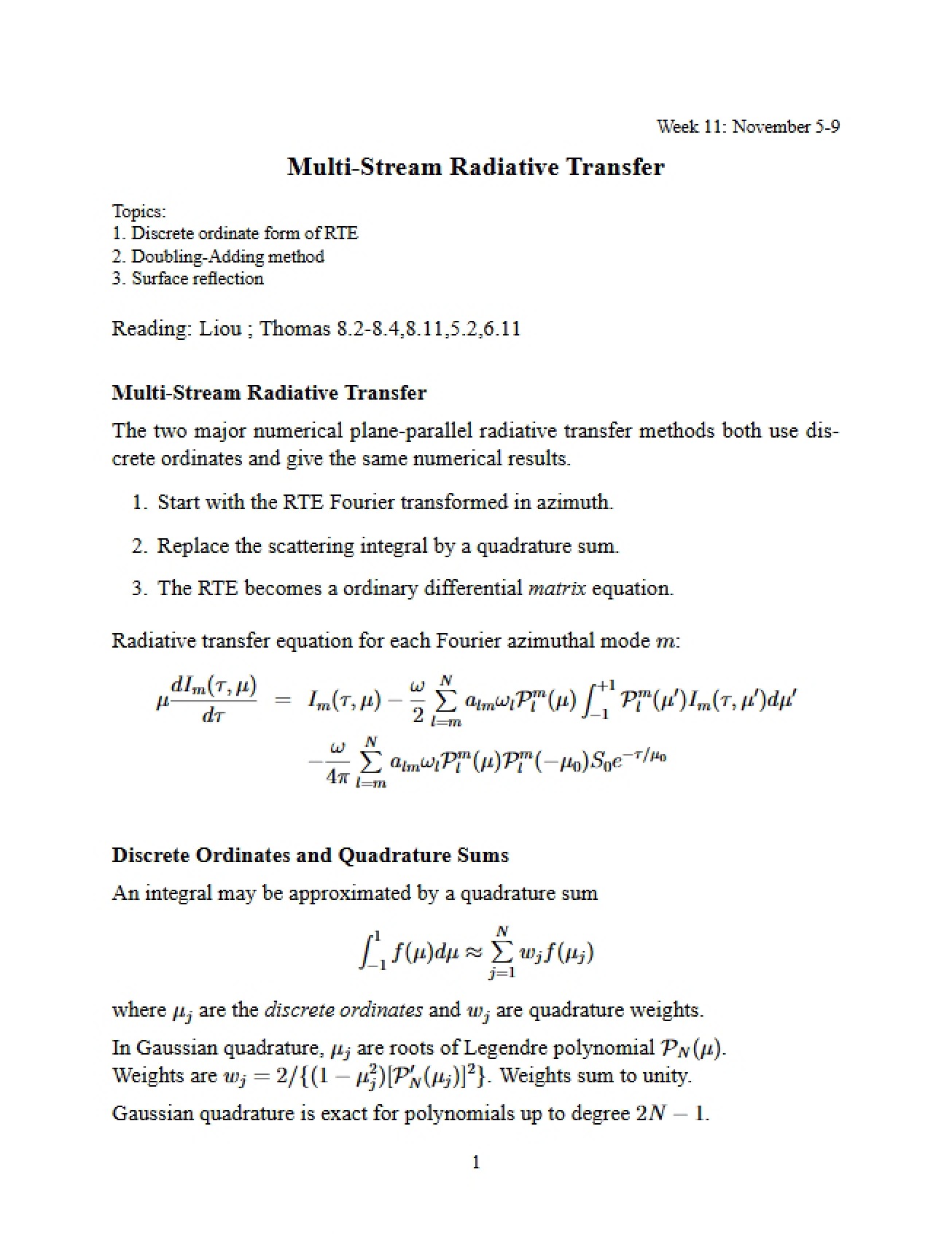 Introduction to Multi-Stream Radiative Transfer