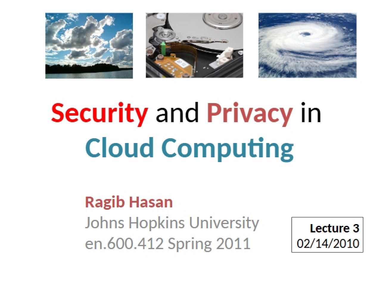 Cloud Security (Lecture 3)