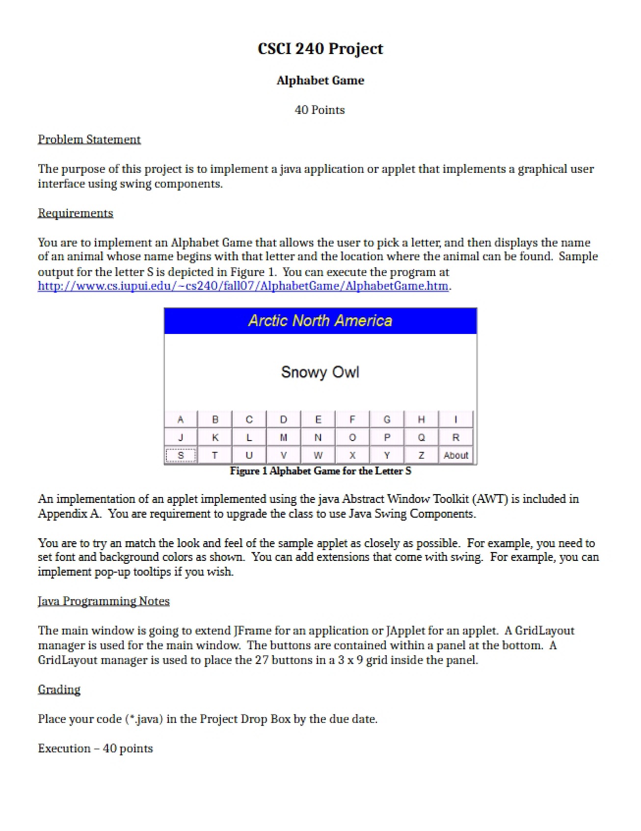 Project Alphabet Game