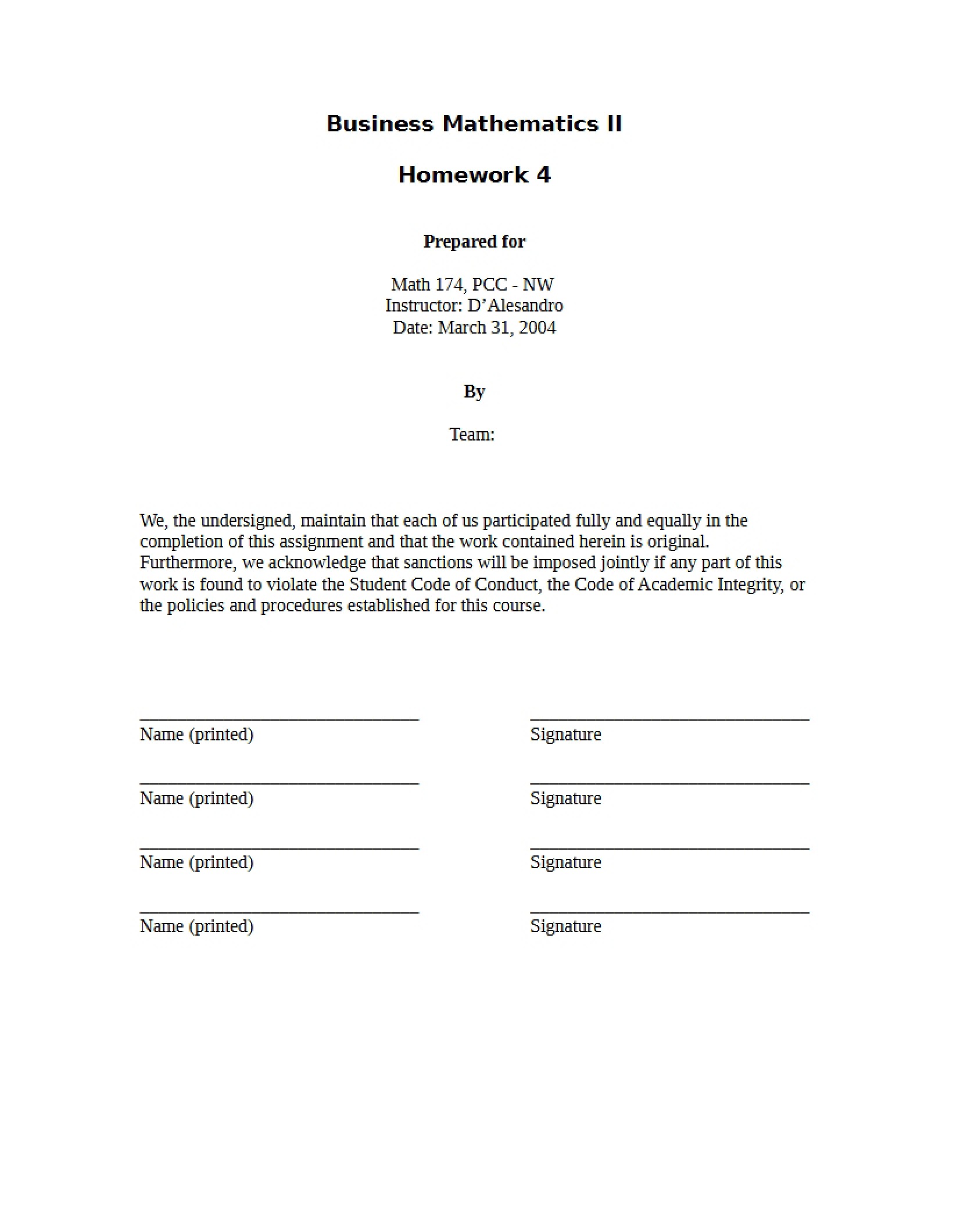 Homework Four