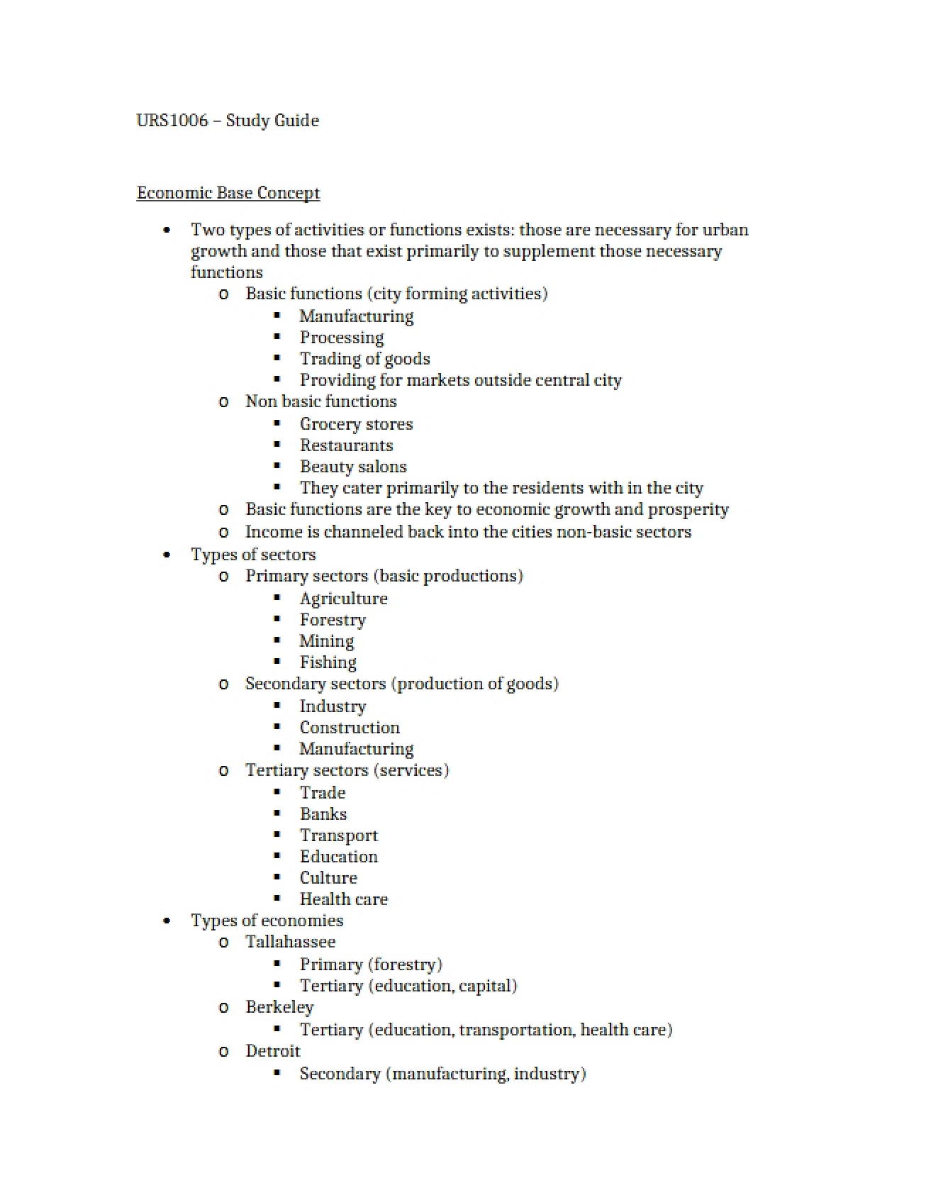World Cities Study Guide