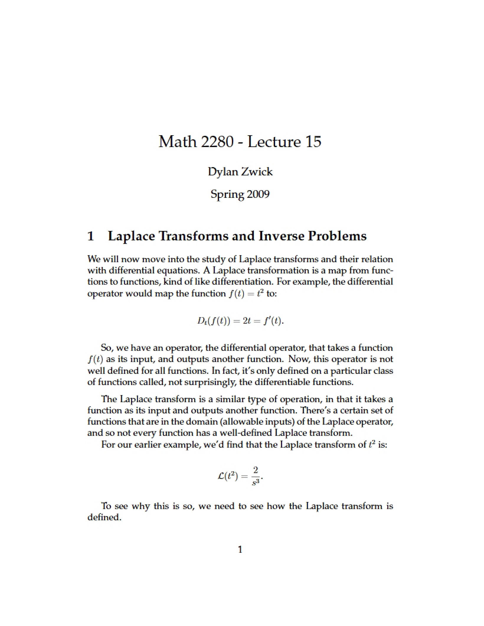 Inverse Problems and Laplace Transforms