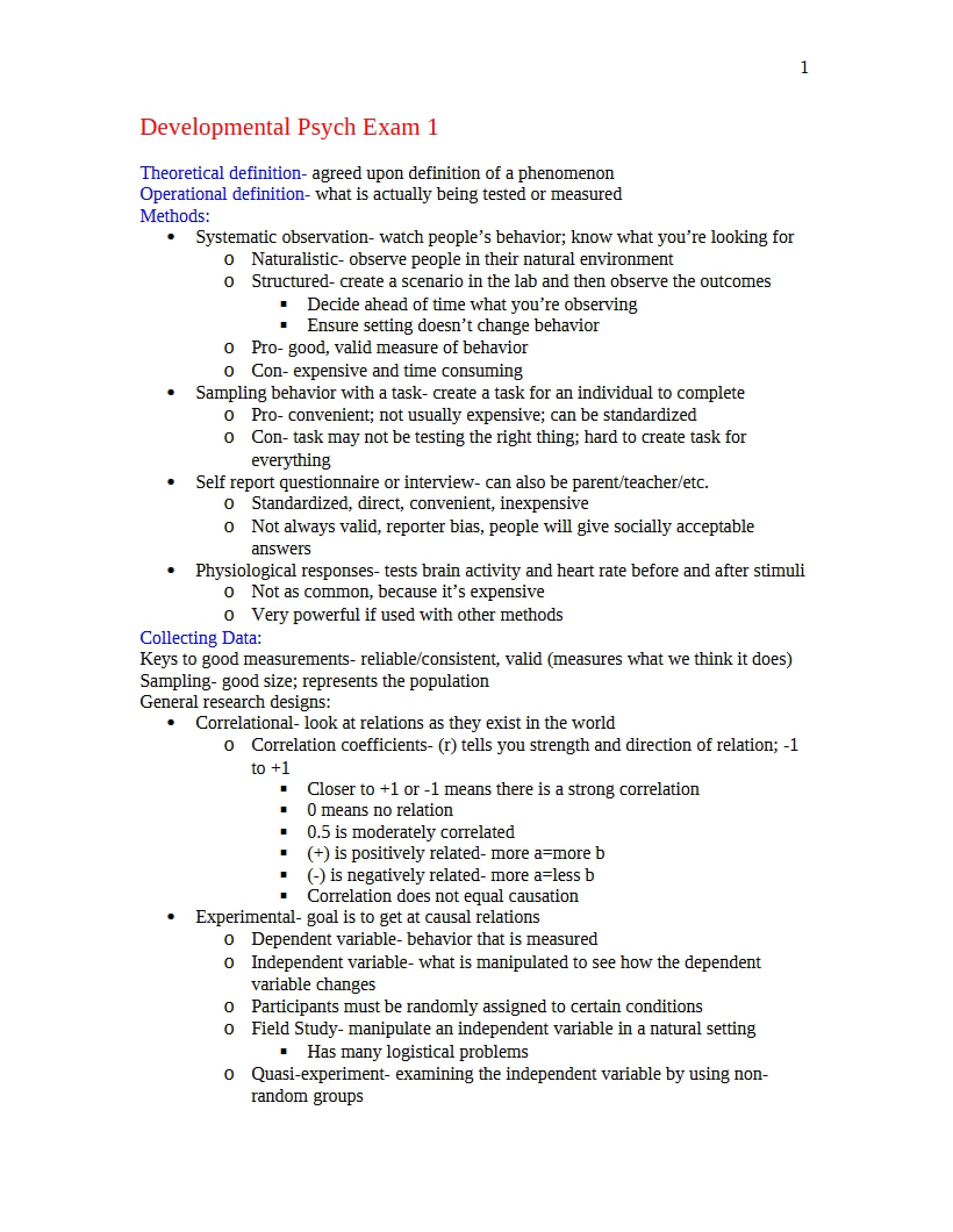First Developmental Psych Exam