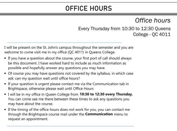 Thursday Office Hours for Questions