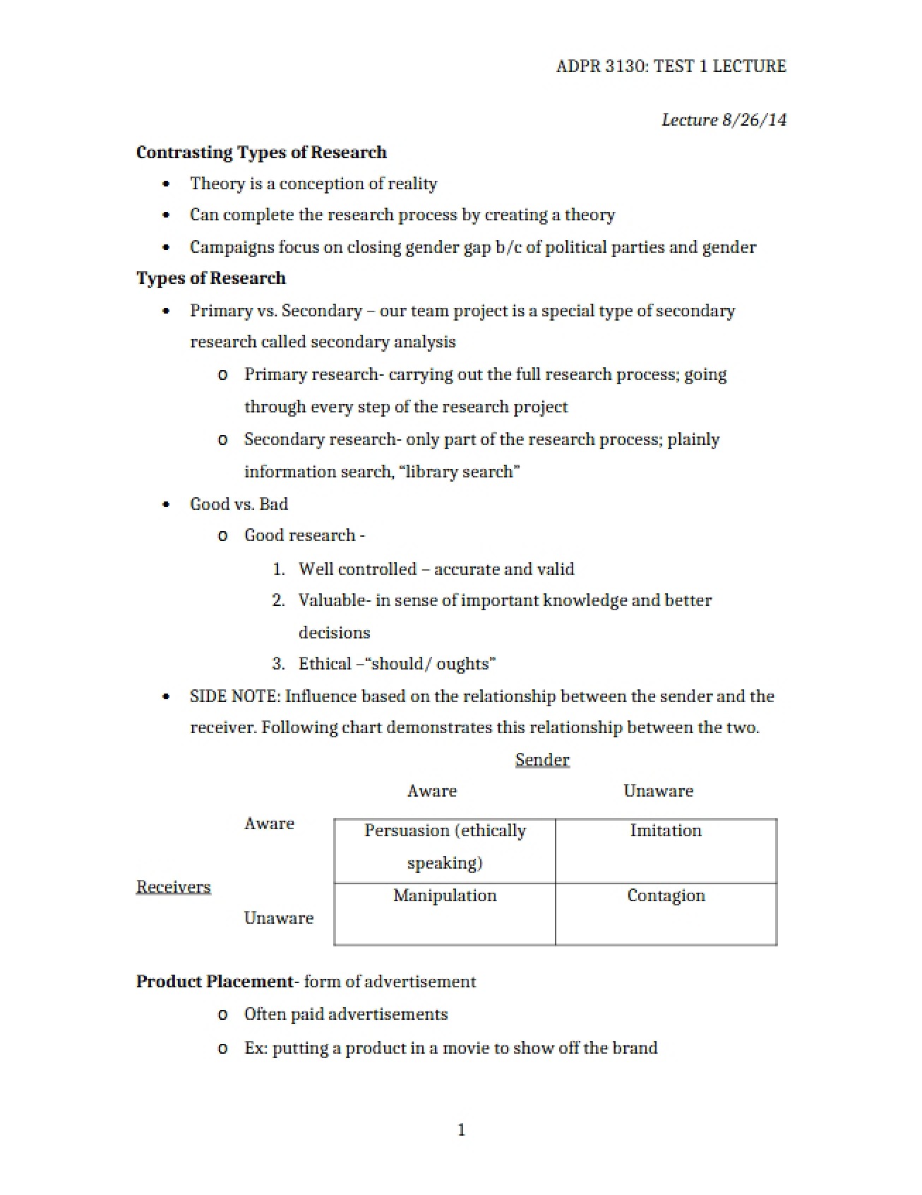 Contrasting Types of Research
