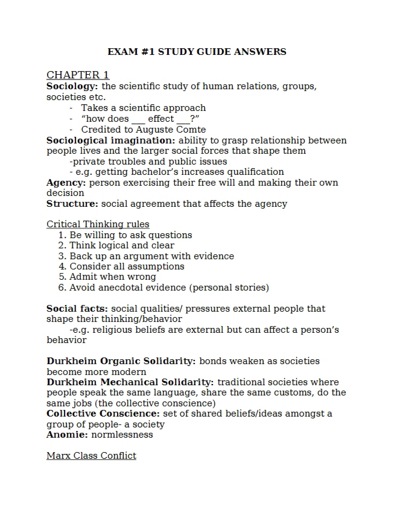Guide for First Exam
