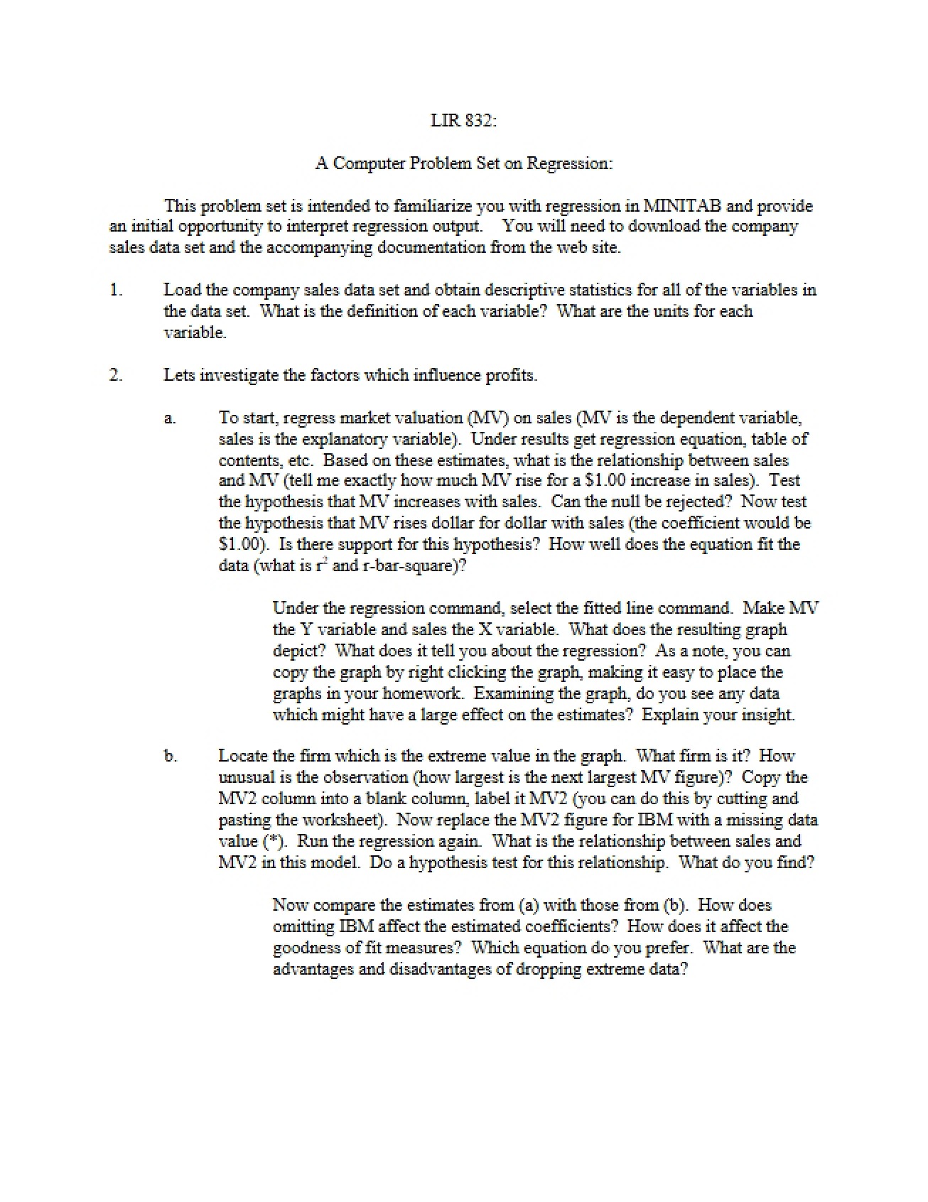 Regression Computer Problem Set