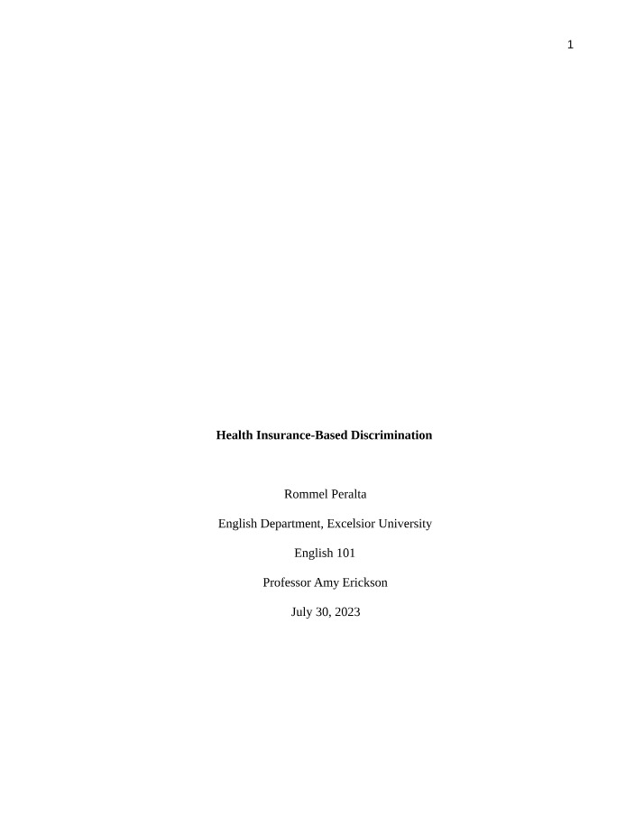 Discrimination Factors in Health Insurance