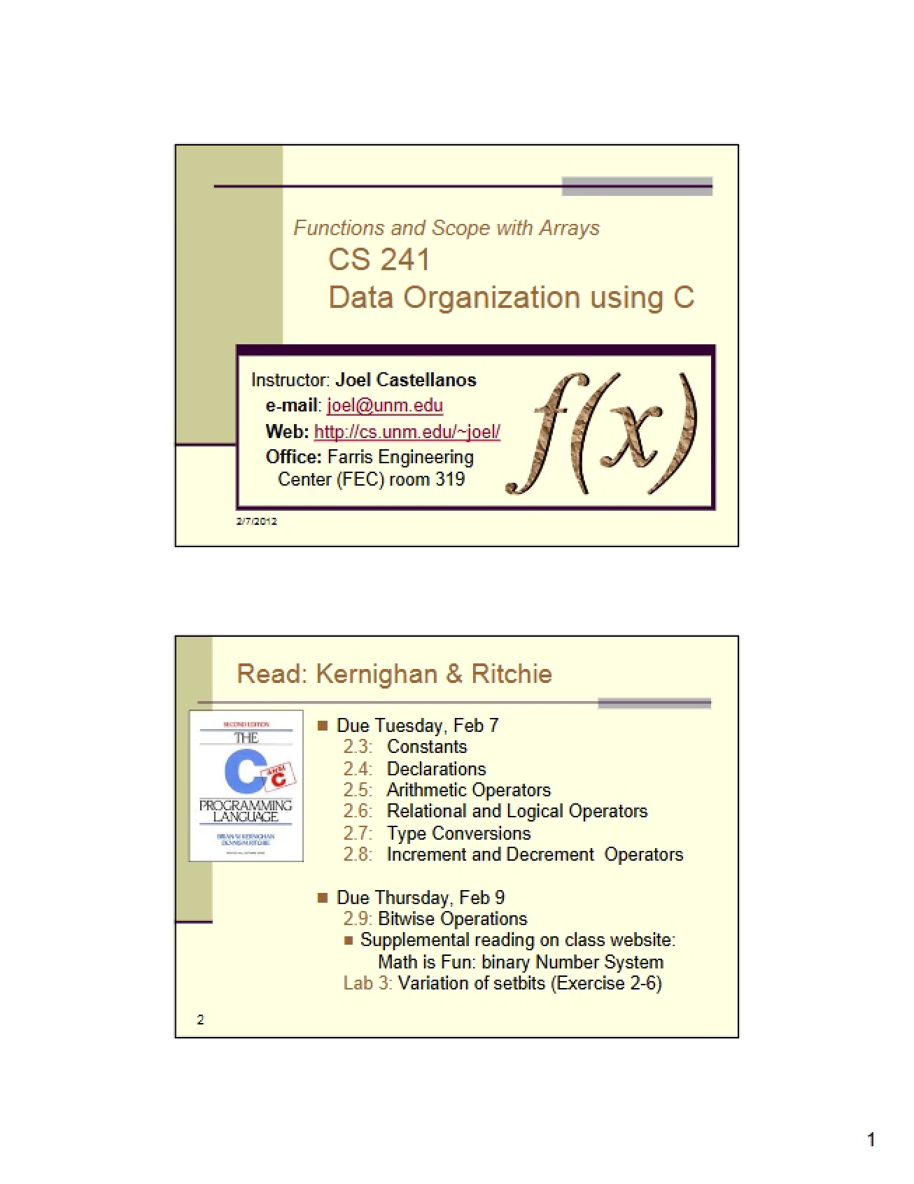 CS 241L Course Instruction Notes