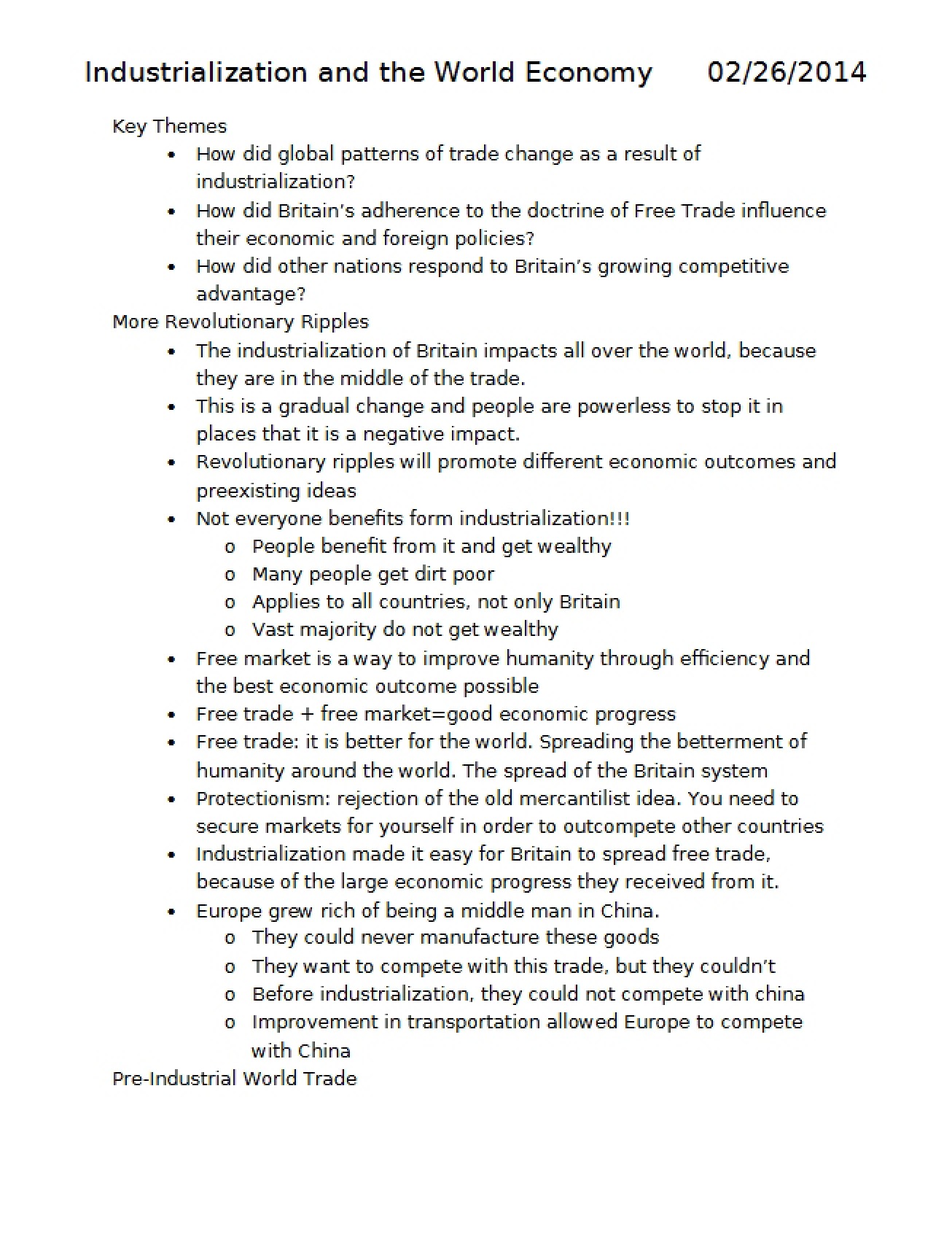 Impact of Industrialization on the World Economy