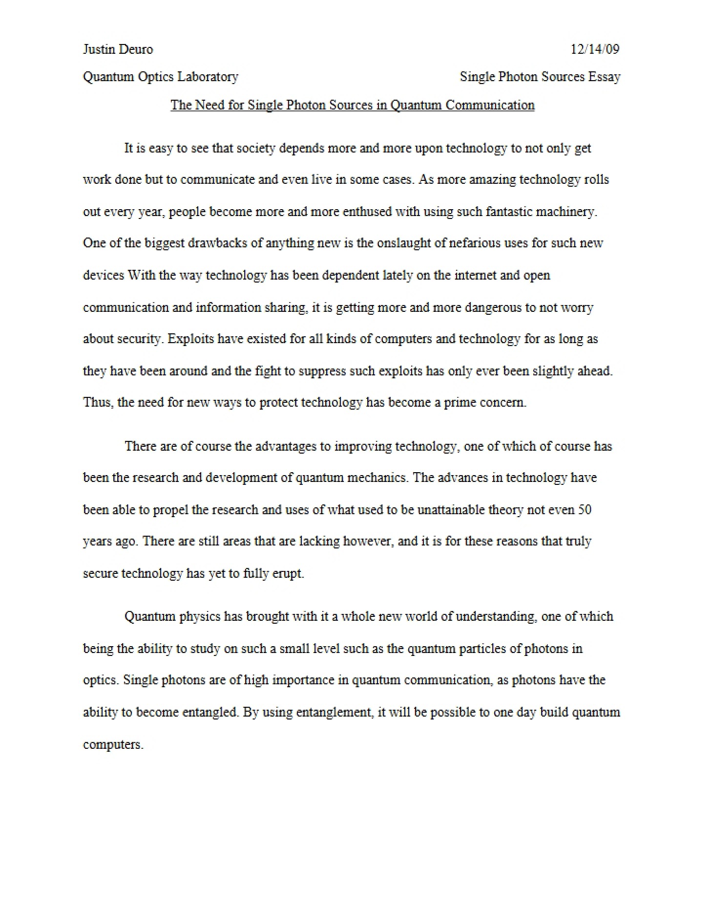 Essay on Sources of Single Photons
