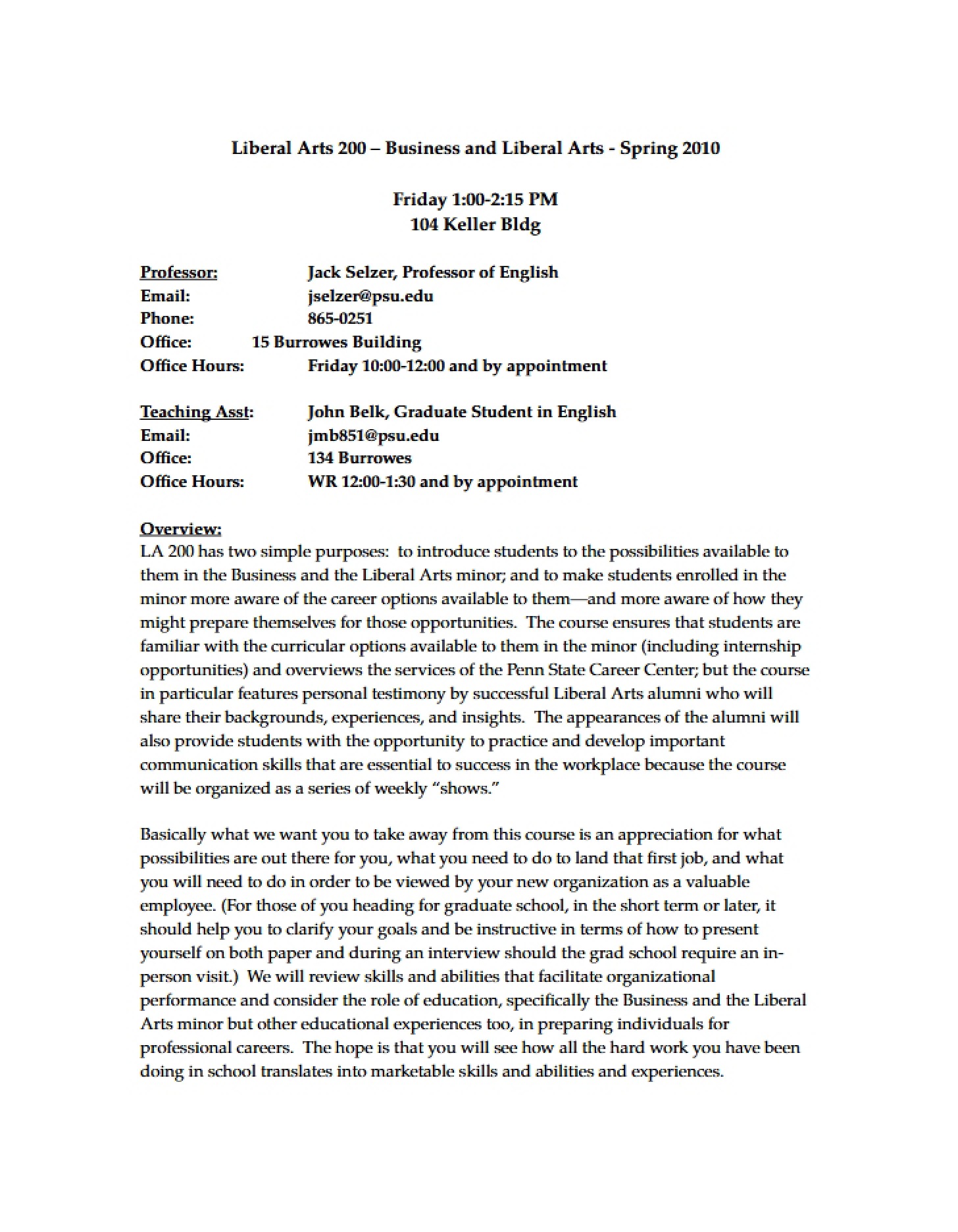 Liberal Arts and Business