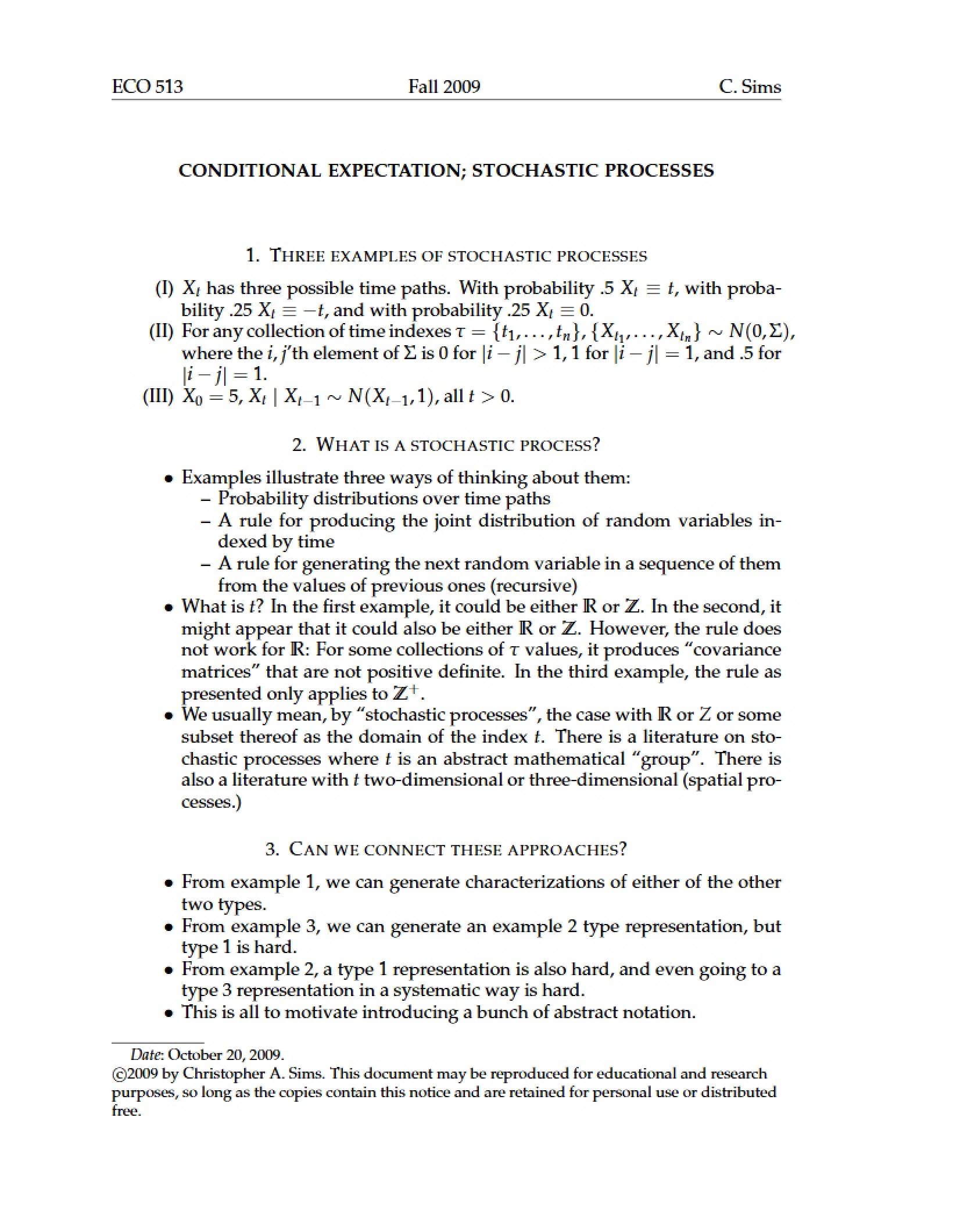Stochastic Processes and Conditional Expectation
