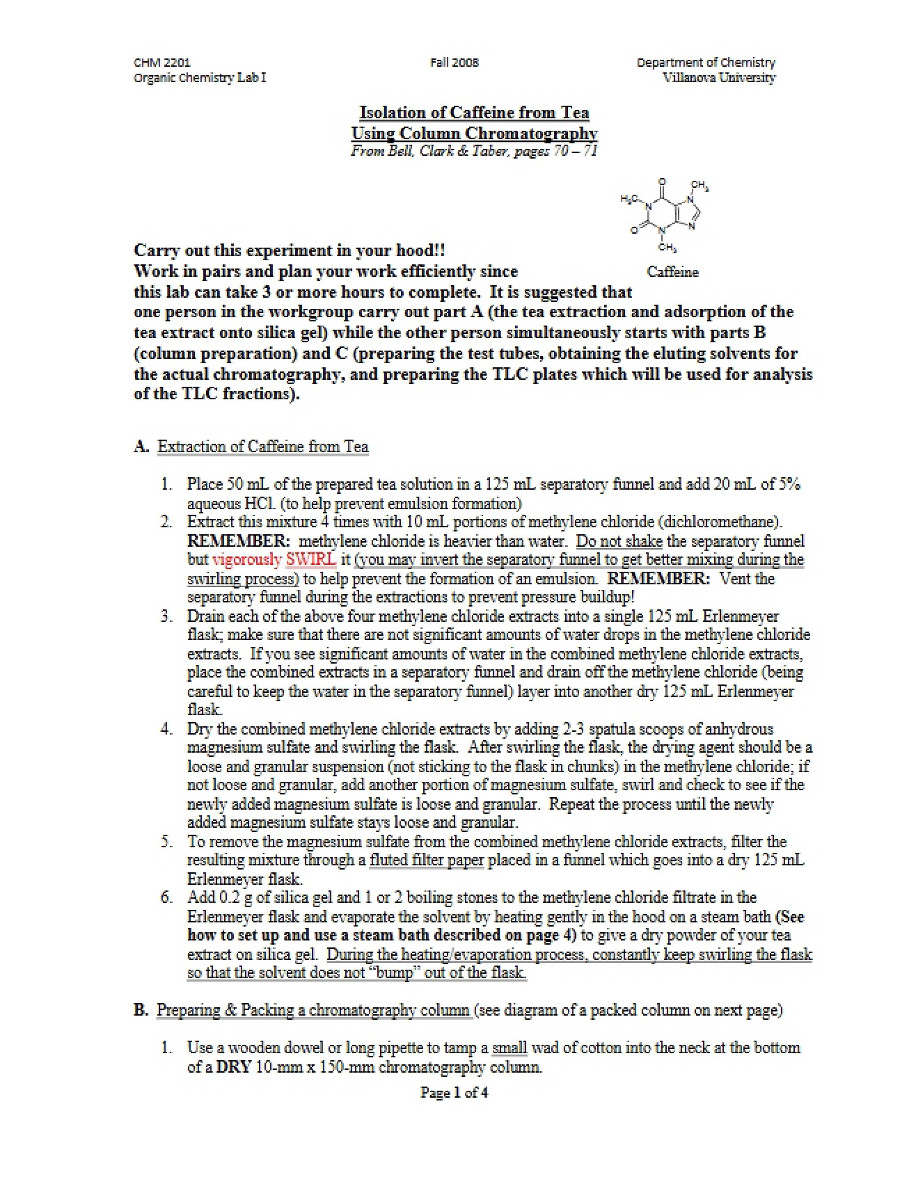 Caffeine Isolation from Tea