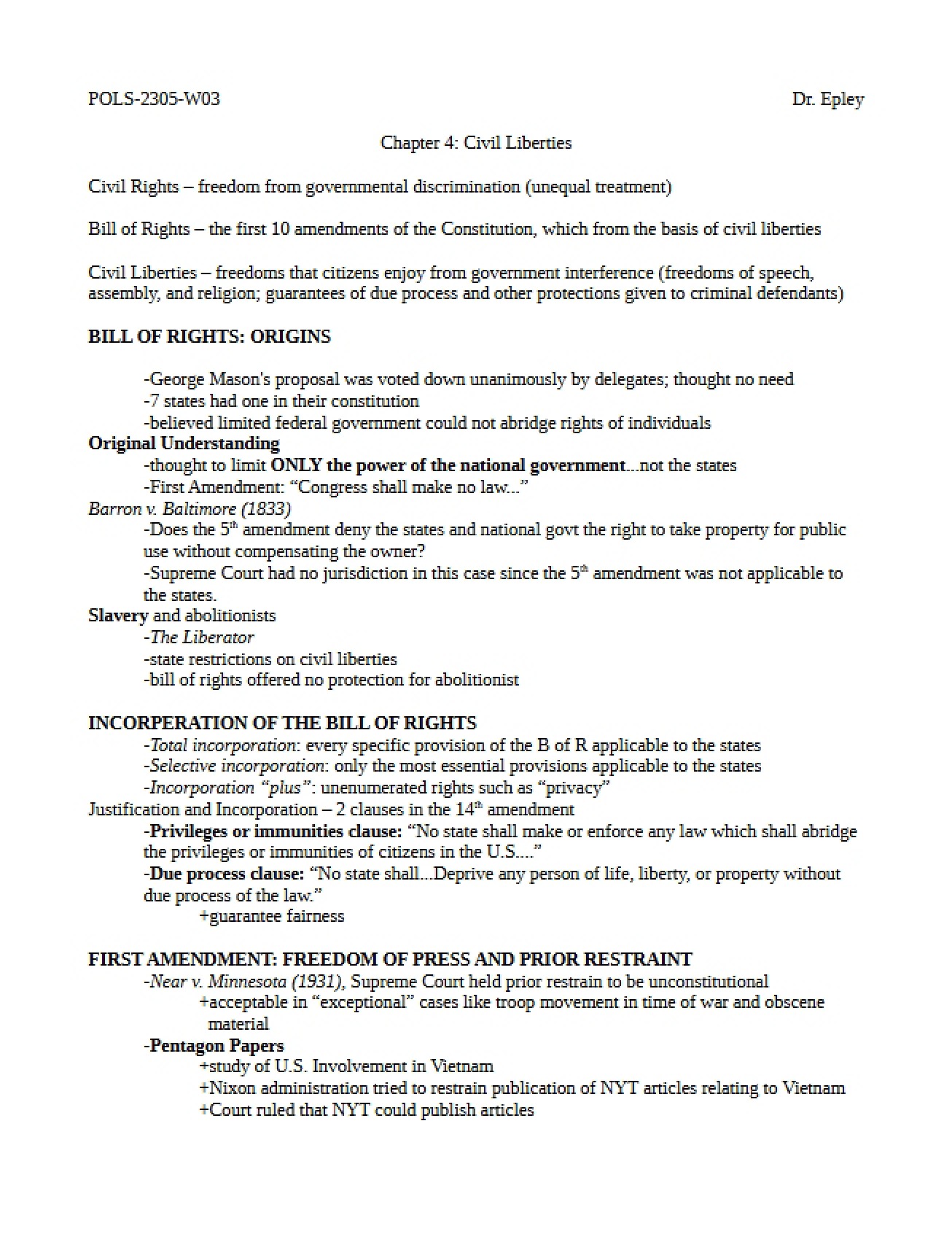Chapter 4 Civil Liberties