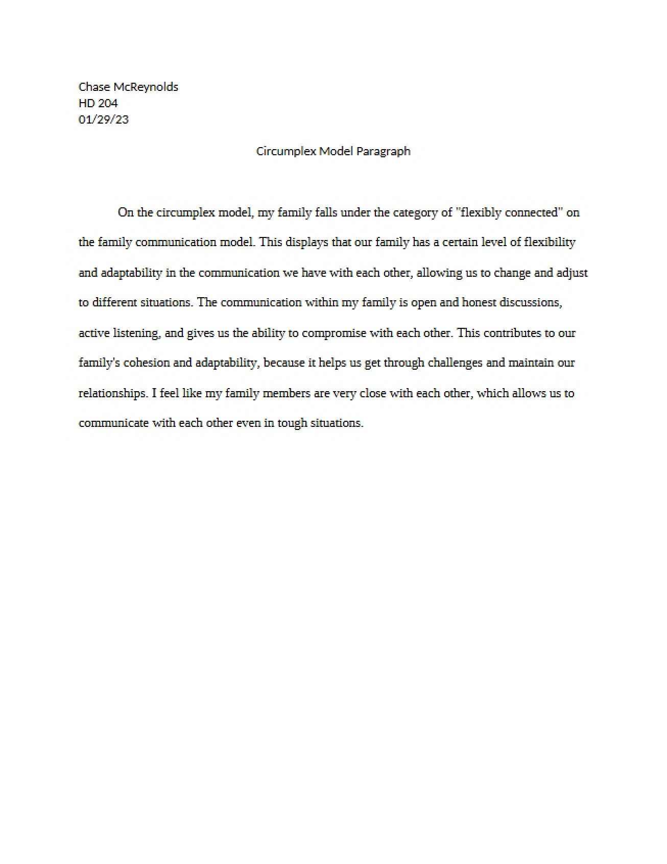 Paragraph on Circumplex Model