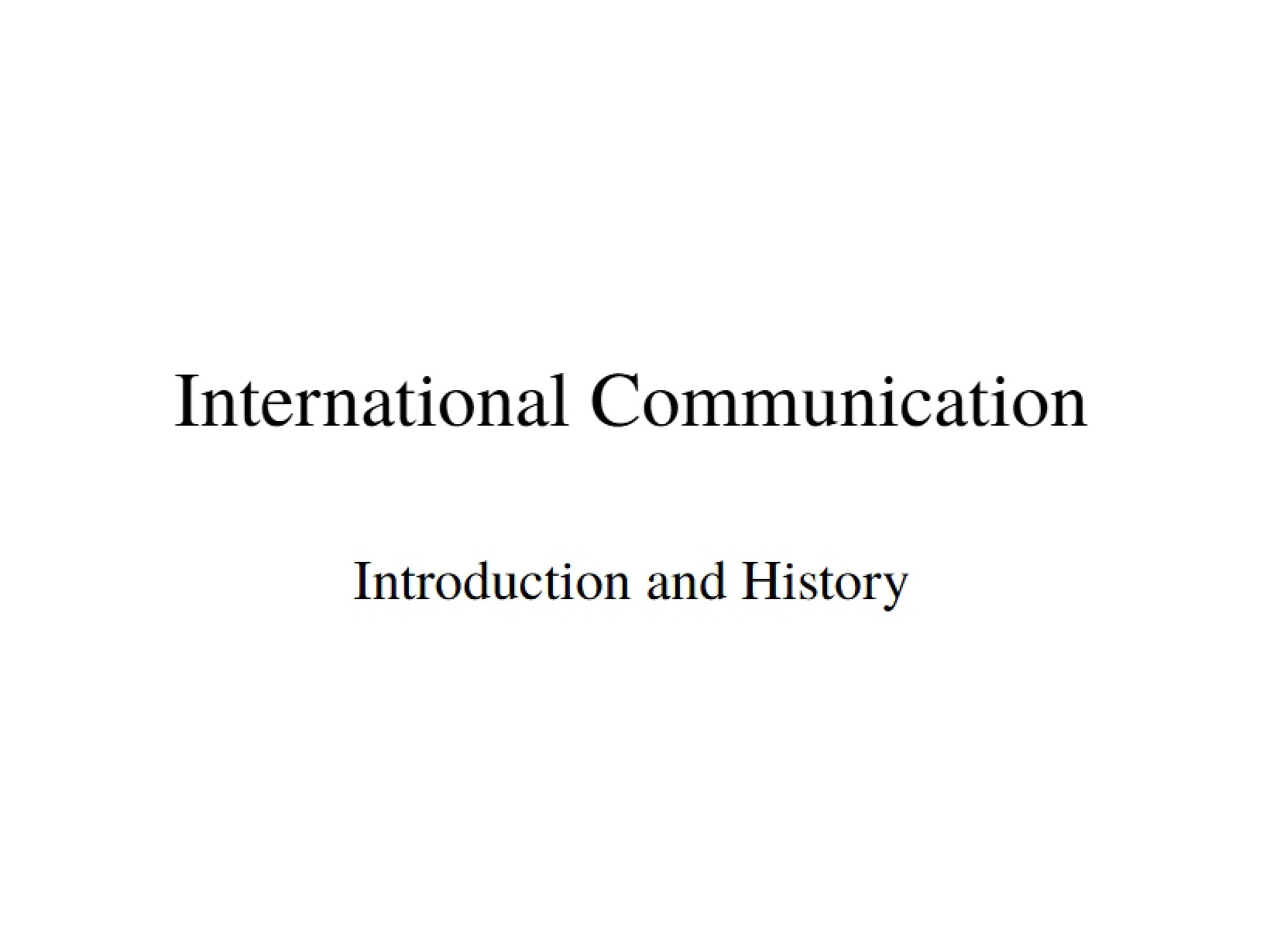 Global Communication Concepts