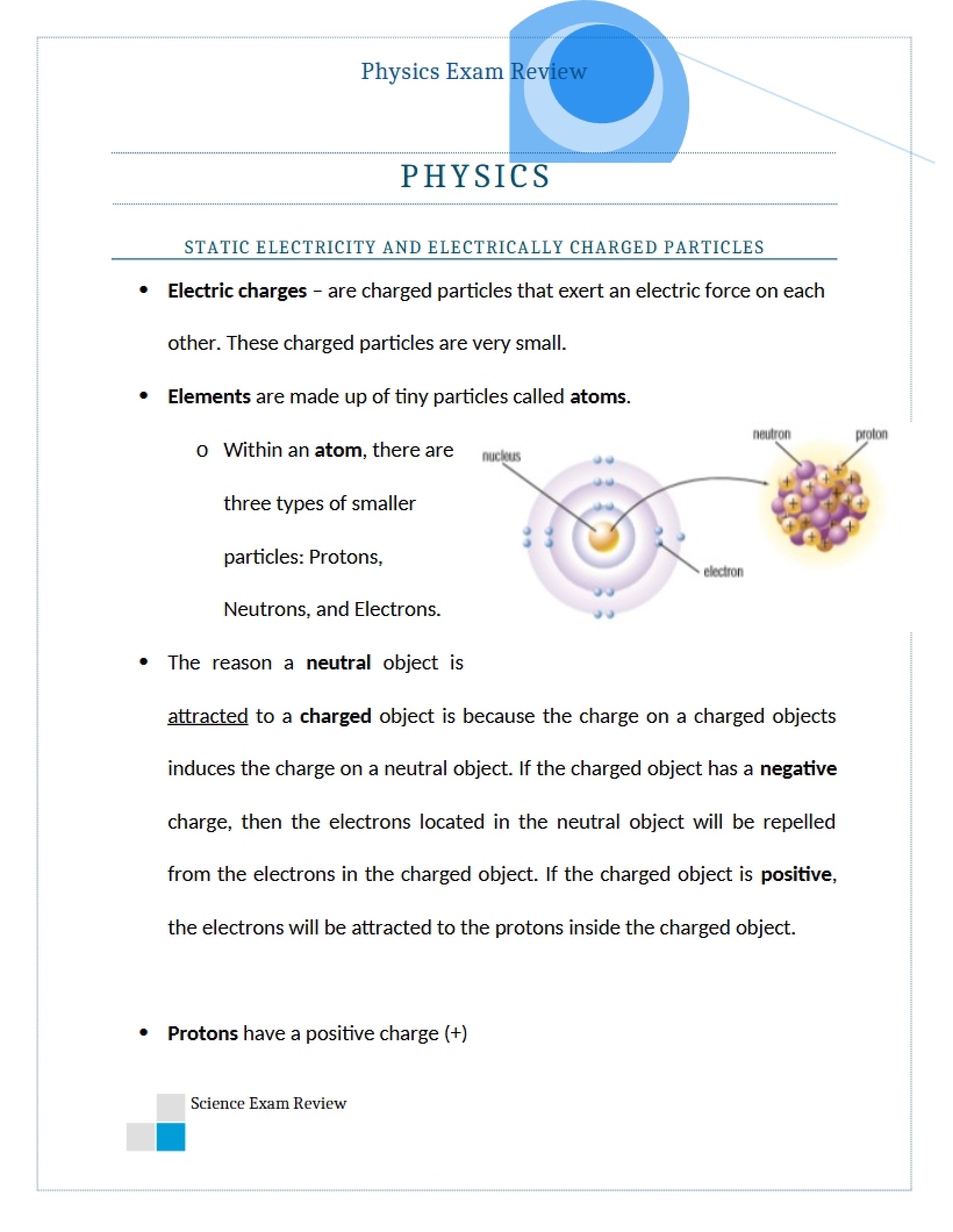 Charged Particles and Static Electricity