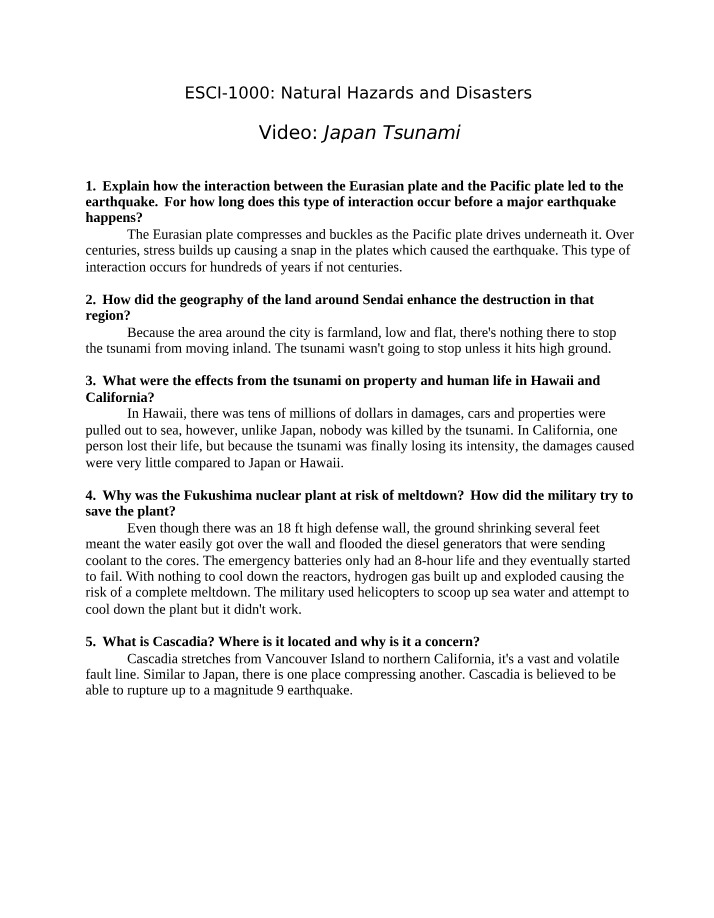 Causes, Impacts, and Lessons of the Japan Tsunami