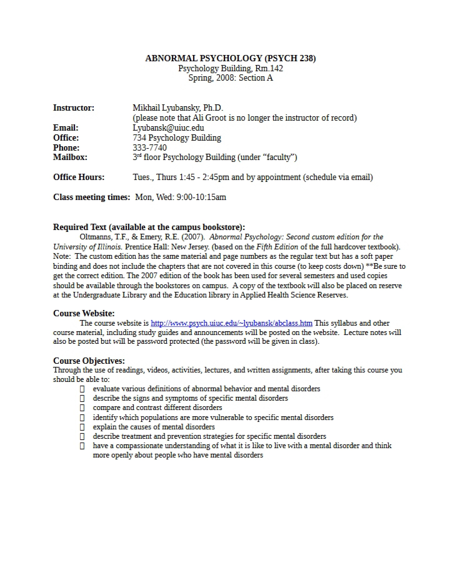 Course Syllabus