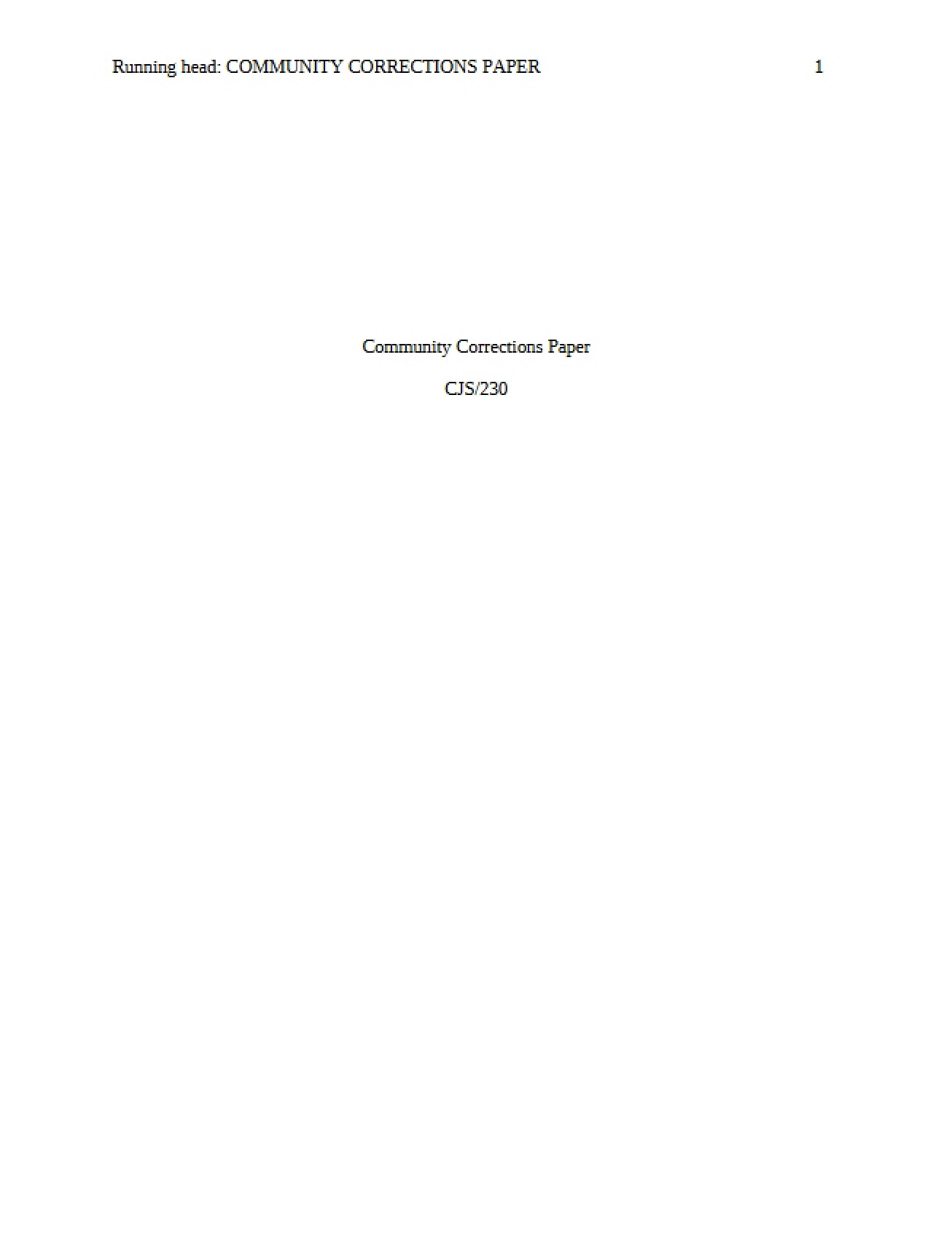 Paper on Corrections in the Community
