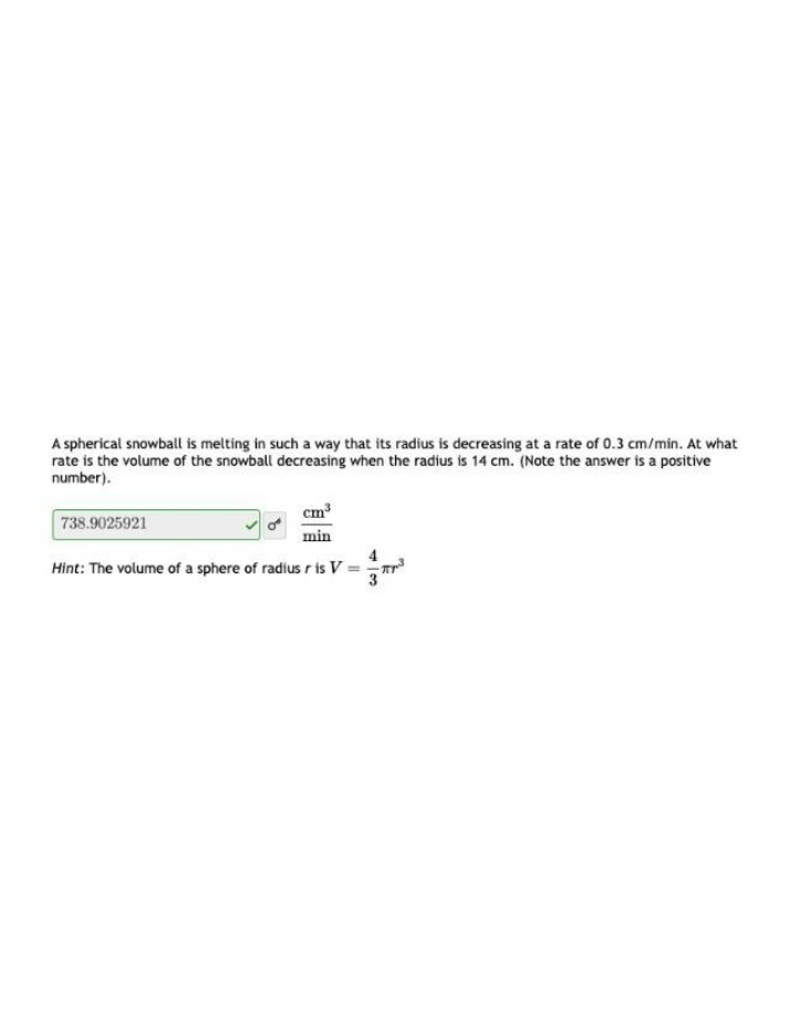 Rate of Volume Decrease for a Melting Snowball