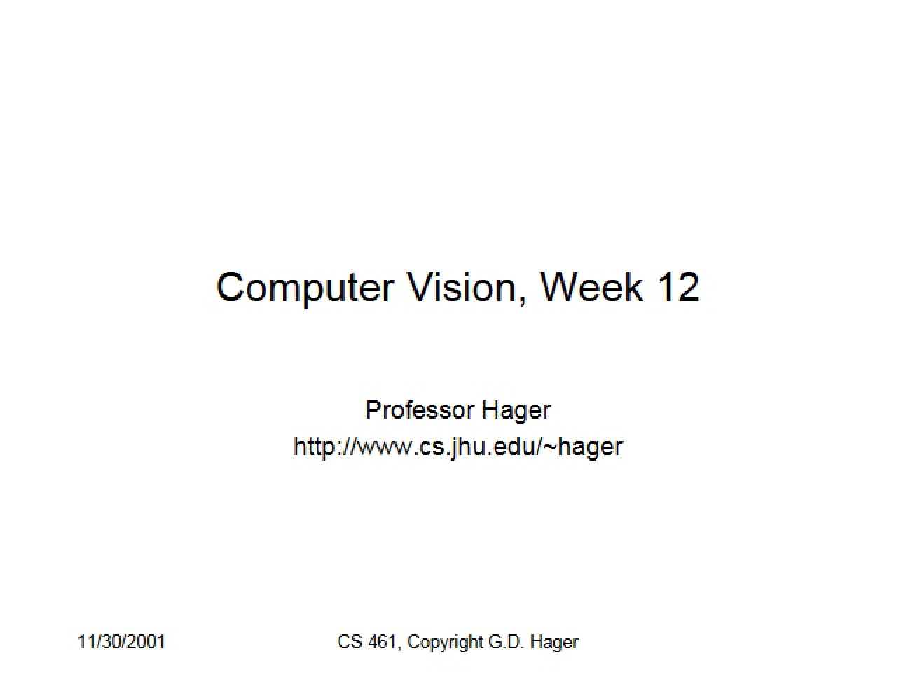 Computer Vision Week 12 Materials