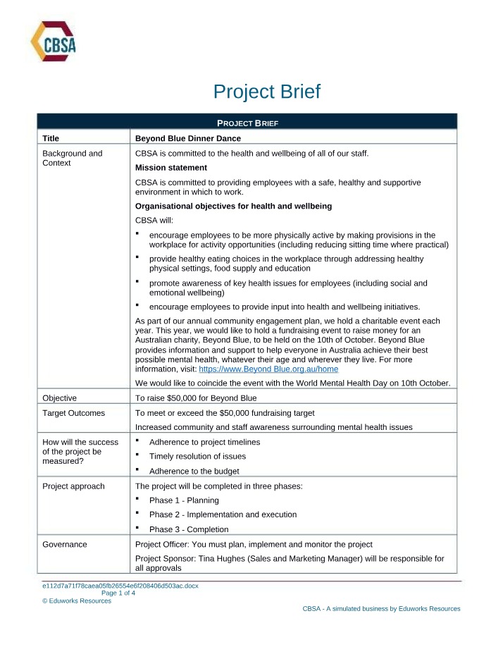 Project Brief - BSBPMG430