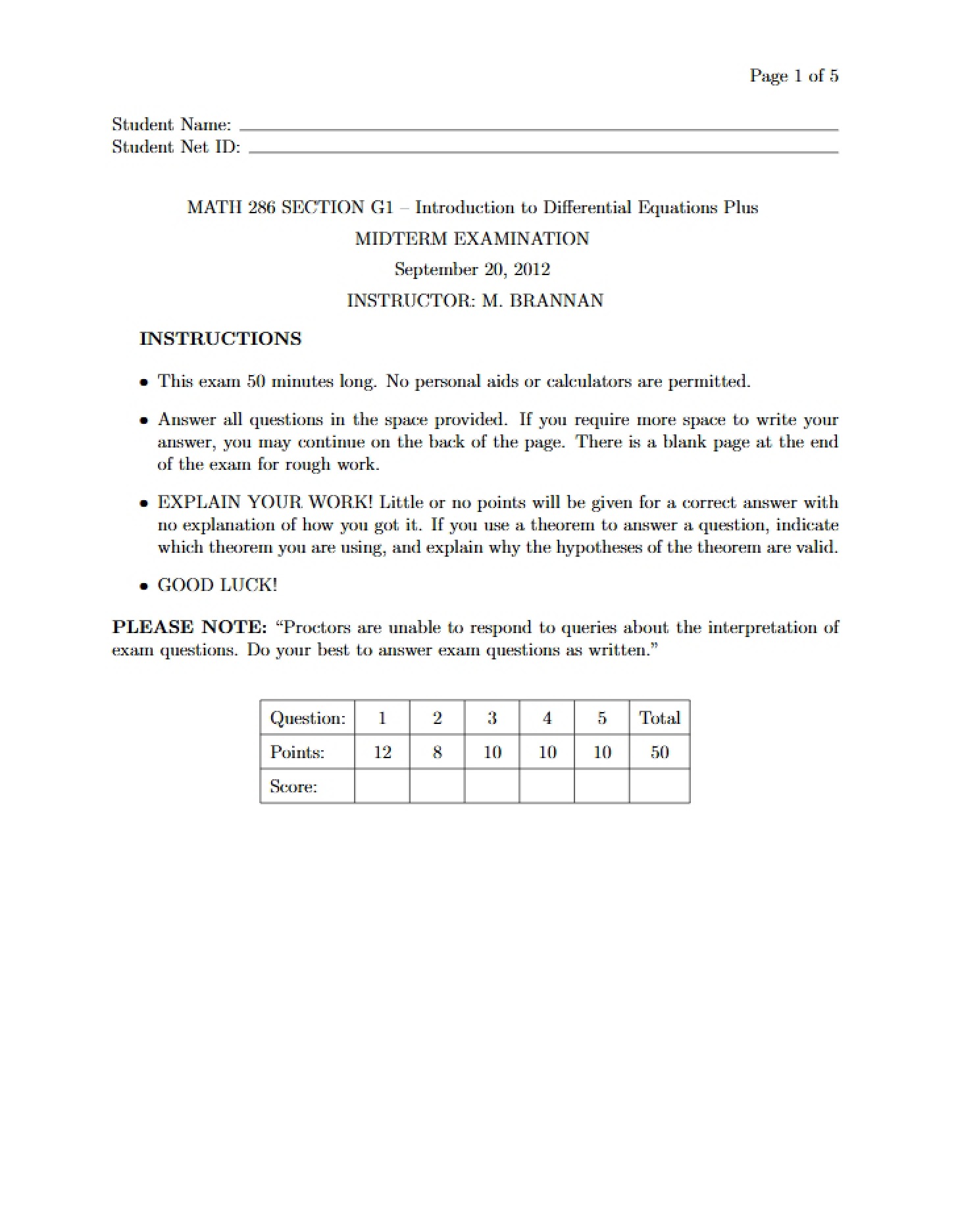 2012 Midterm (Part 1)