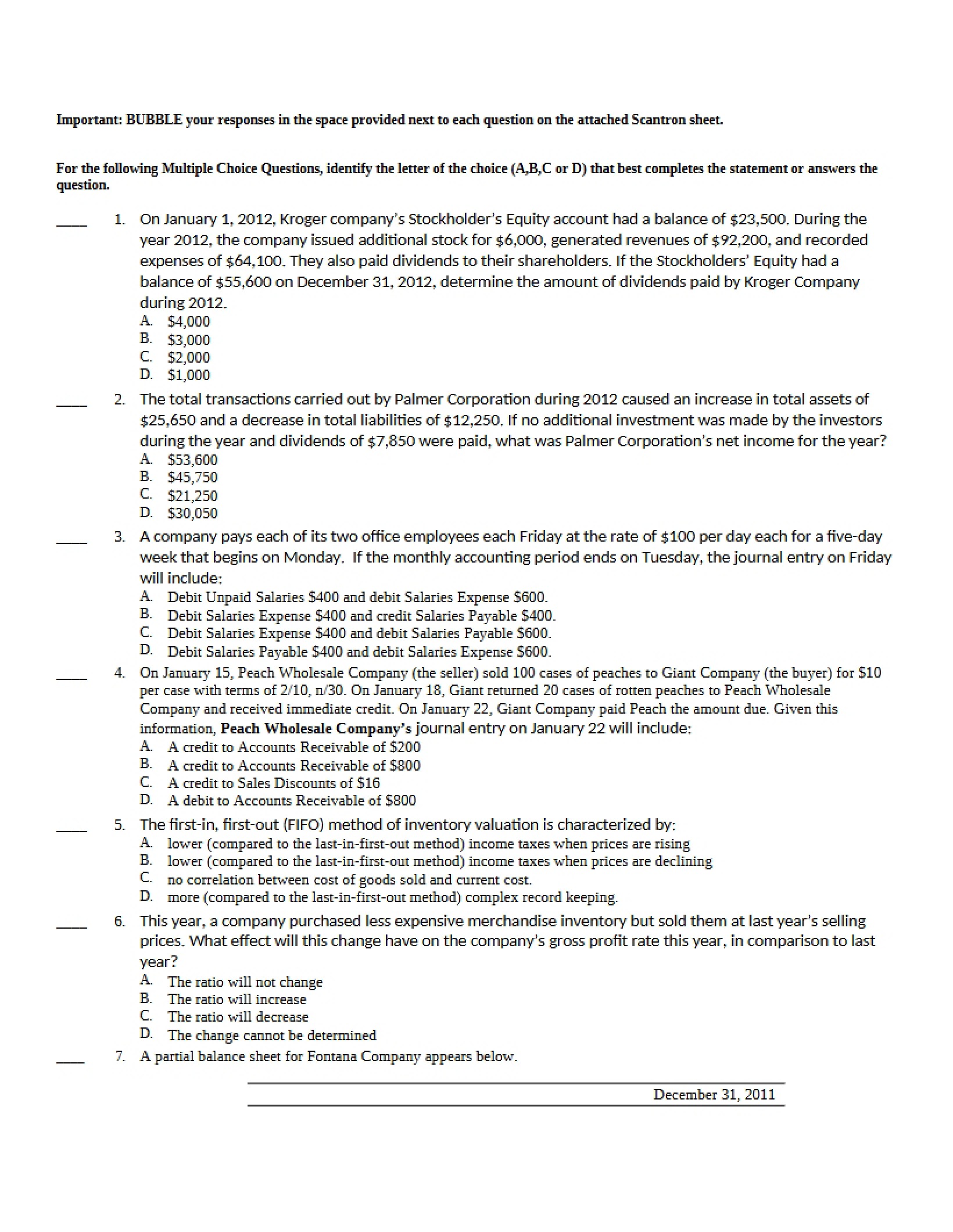 Exam for Practice