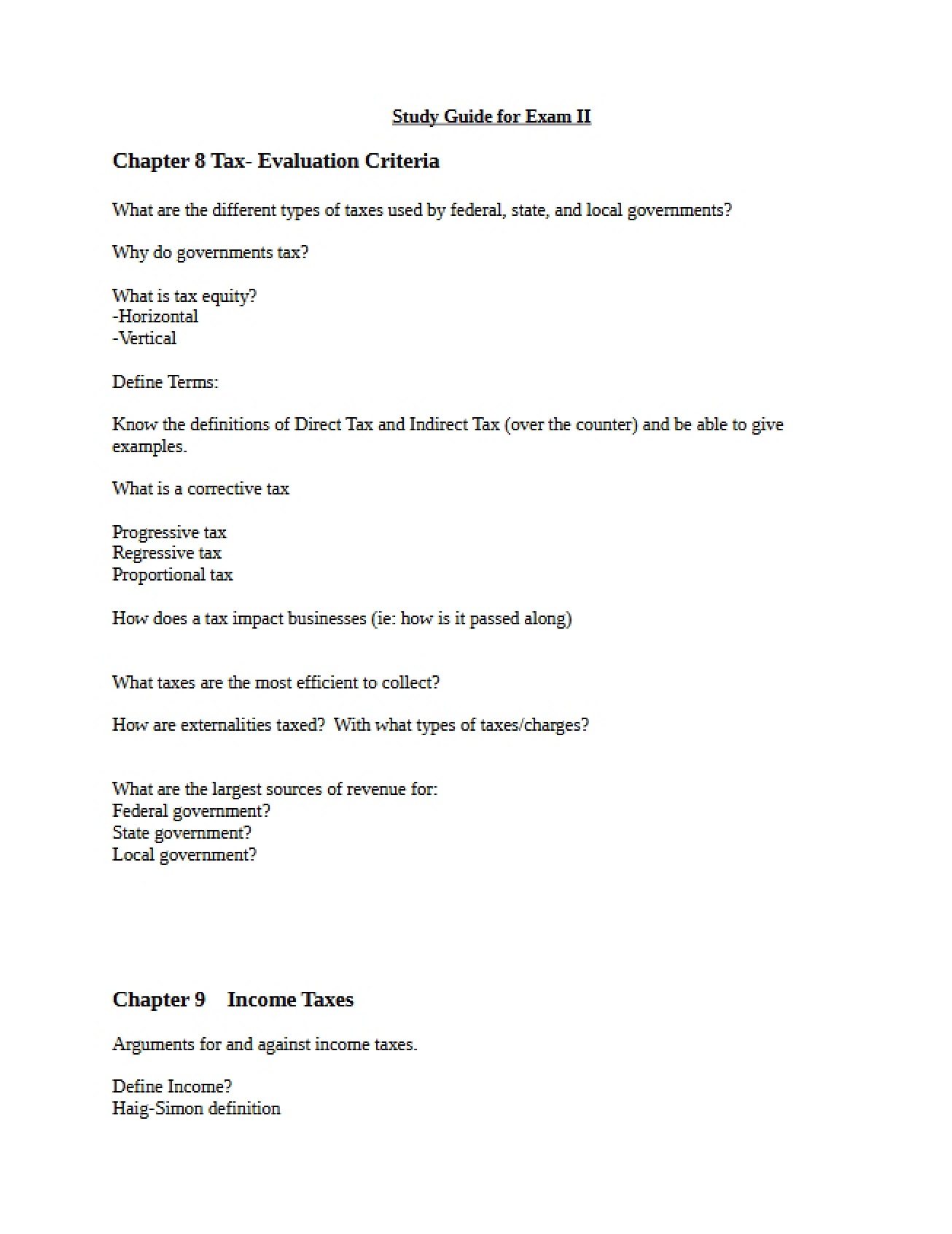 Second Examination Preparation Notes