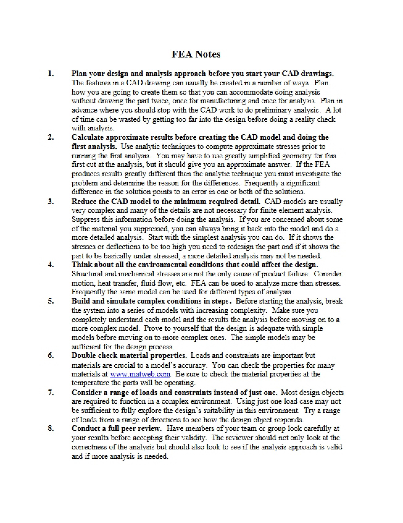 Notes on Finite Element Analysis