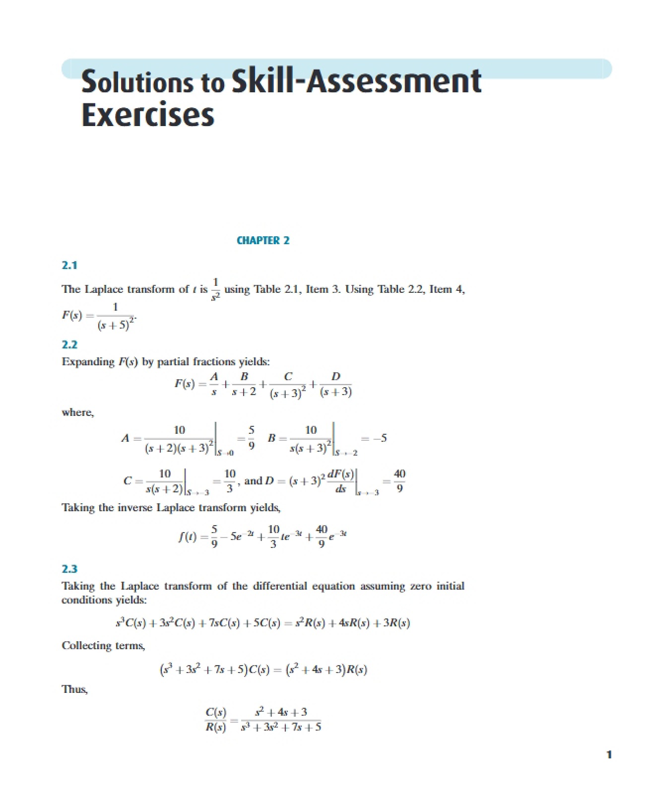 Skill Assessment Exercise Solutions