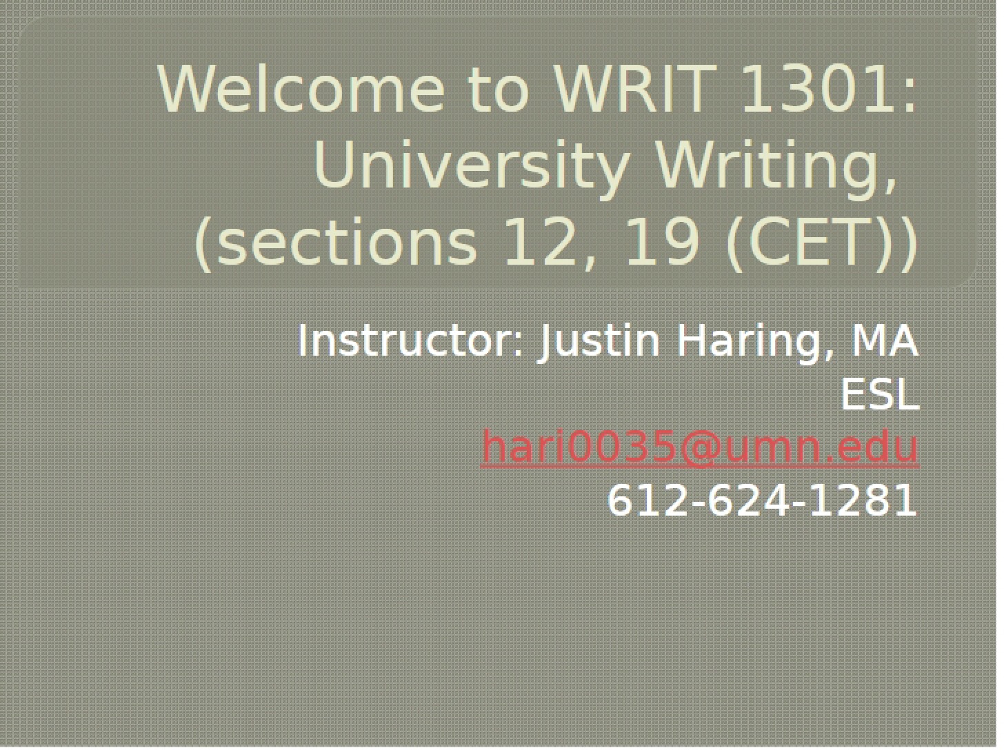 Introduction to Course (1-1)