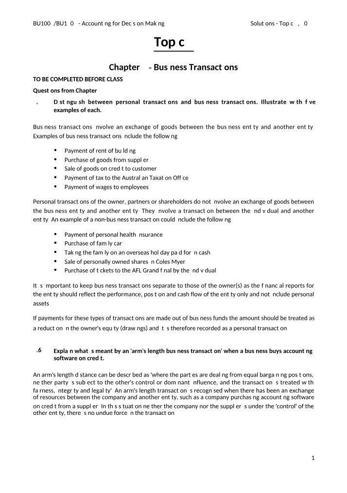 Topic 3 Solutions - Accounting for Decision Making