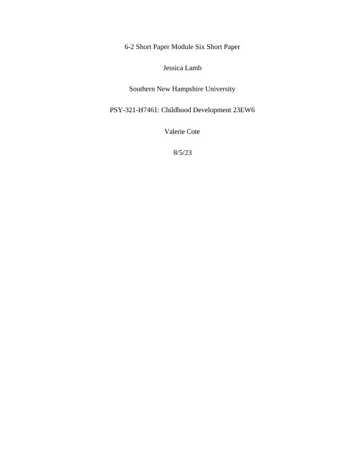 6-2 Short Paper - Module Six
