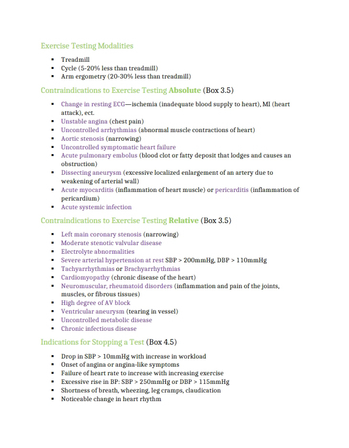 Modalities of Exercise Testing