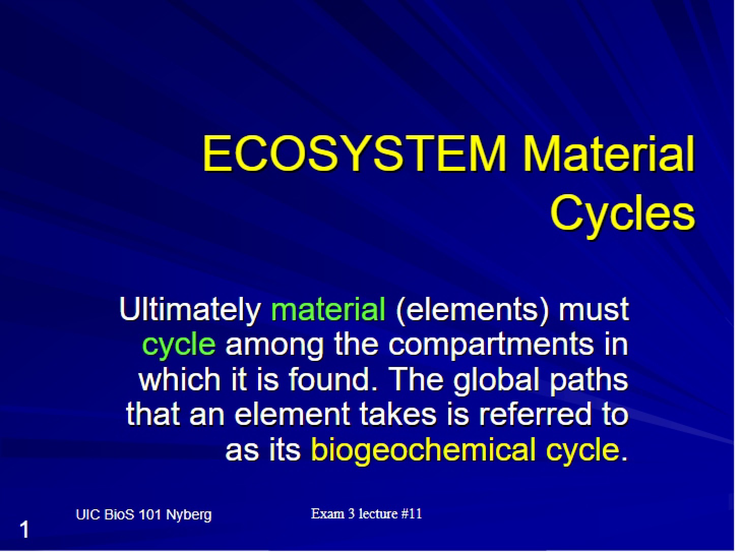 Material Cycles in Ecosystems