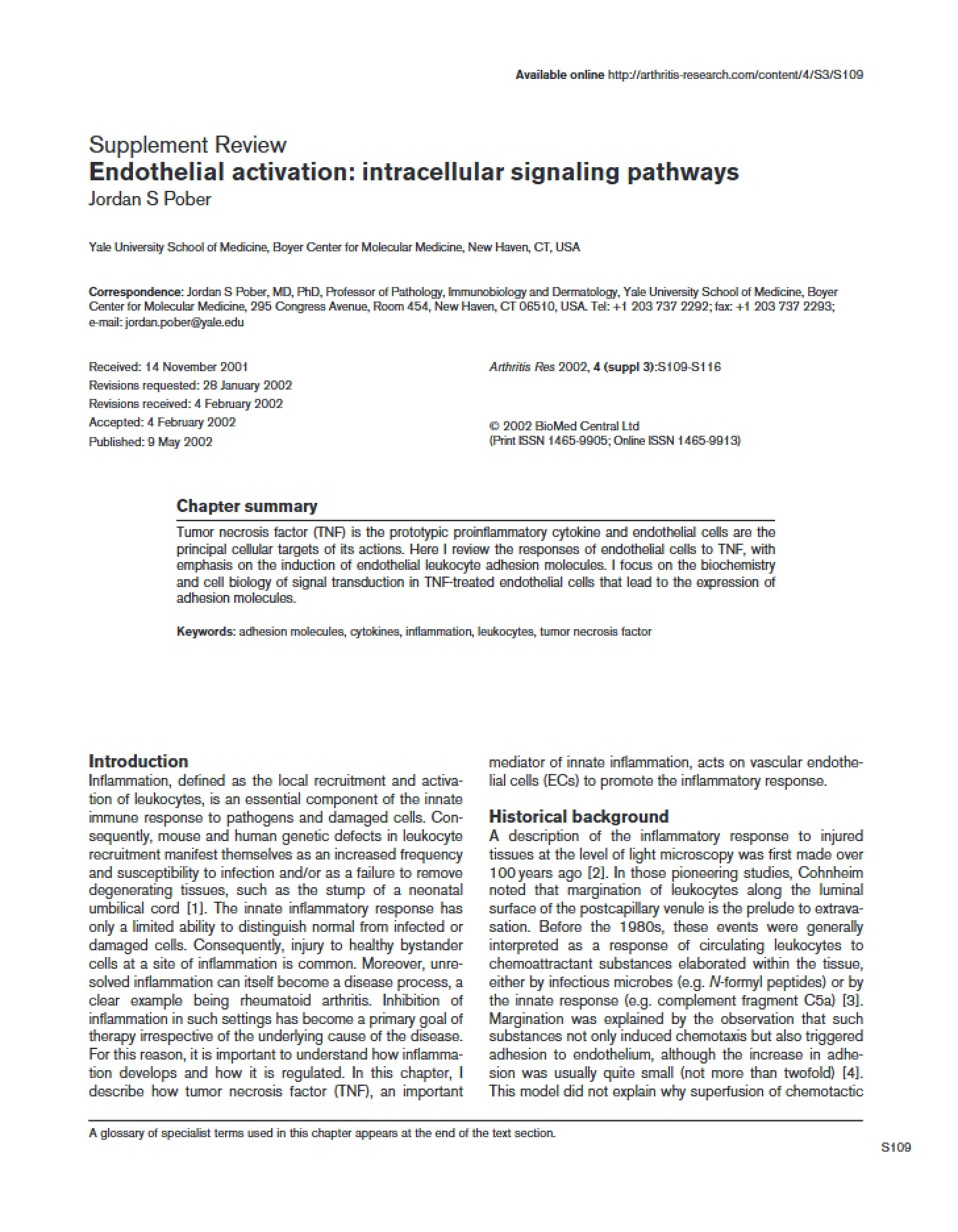 Activation of Endothelium