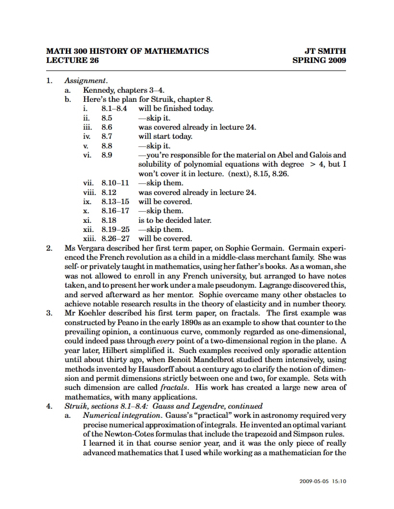 History of Mathematics Lecture 01