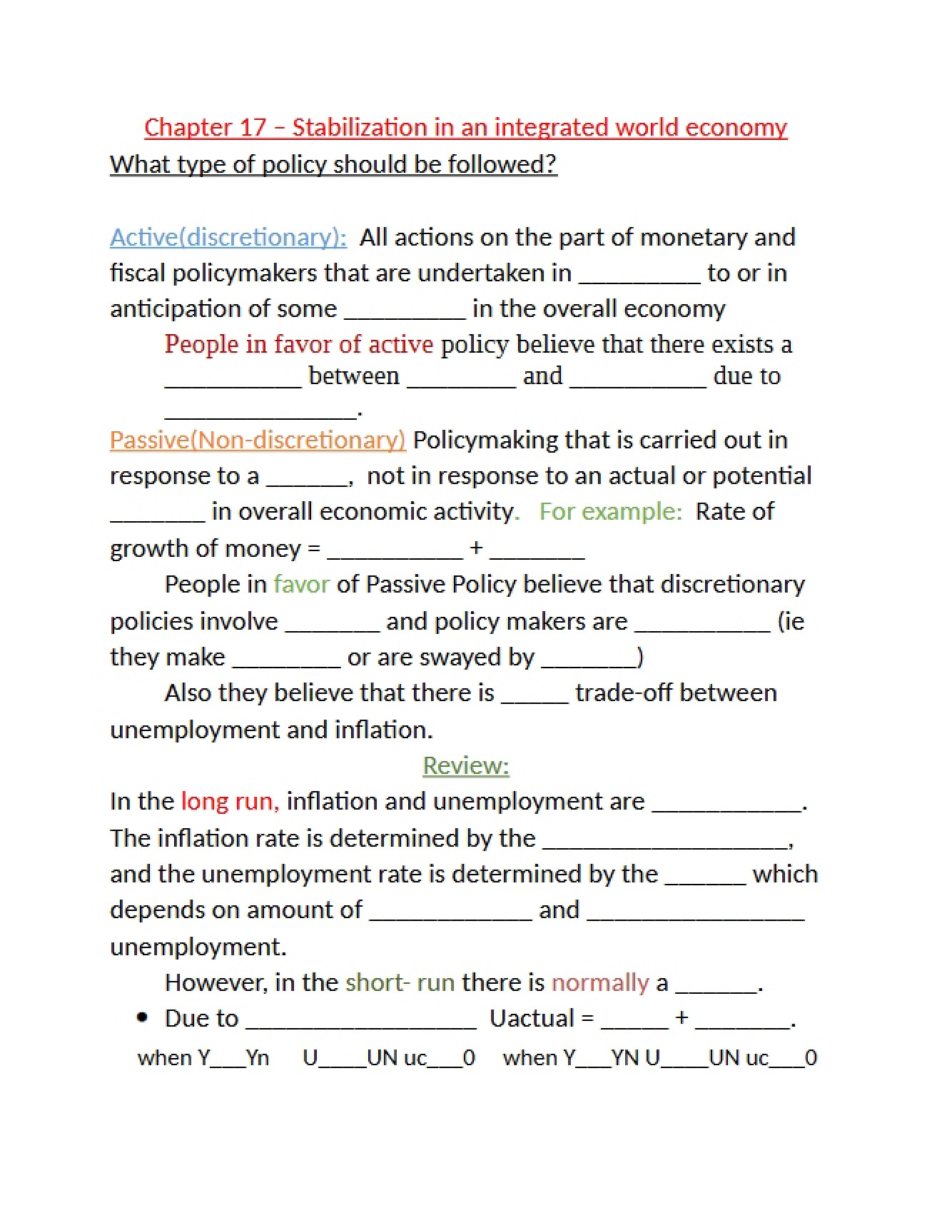 Phillips Curve Chapter 13