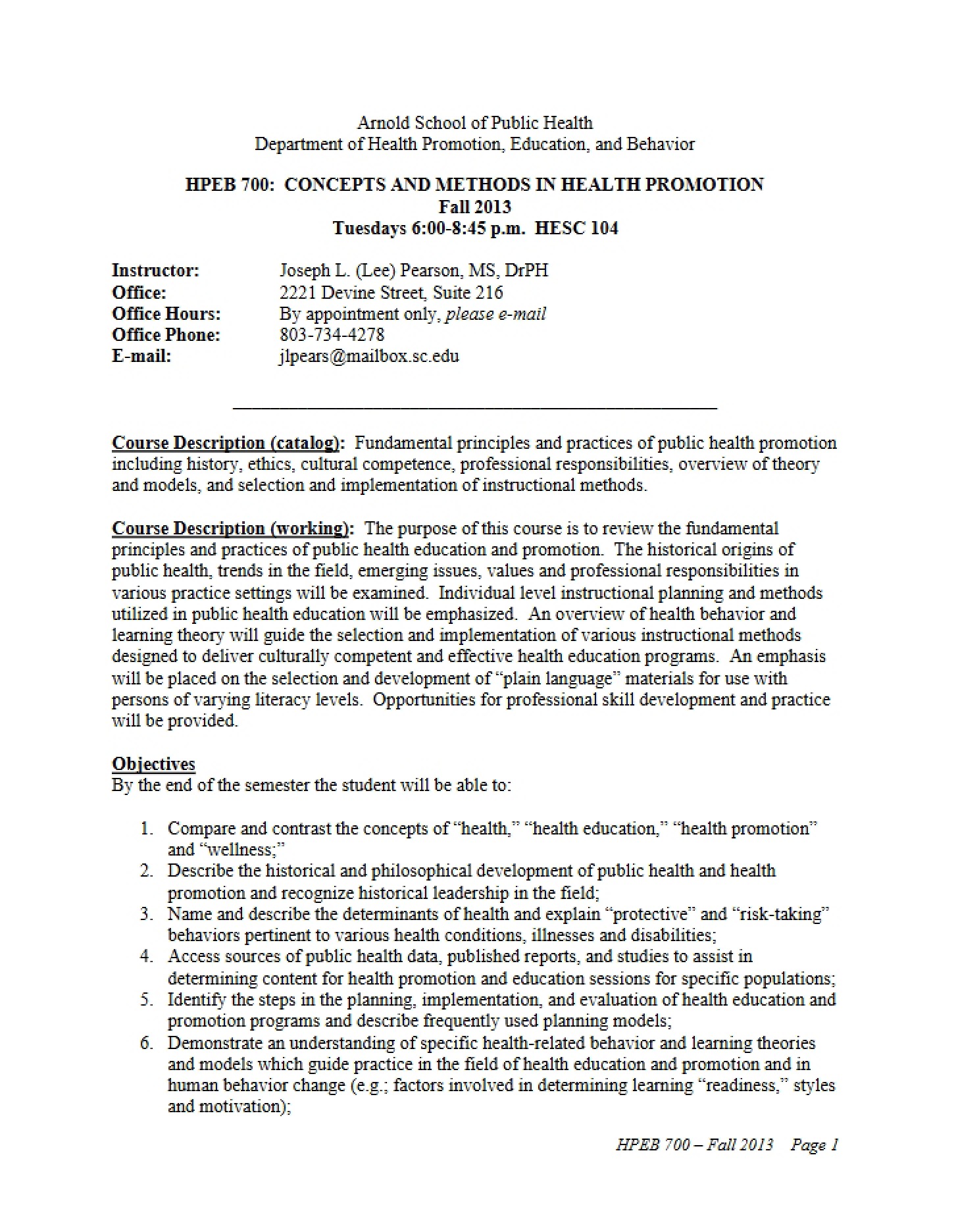 Fall 2013 Syllabus HPEB700