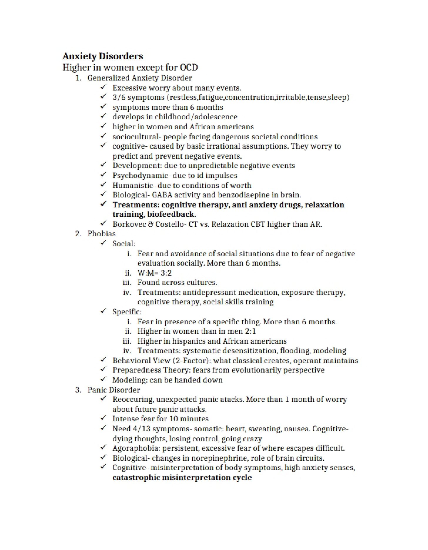 Disorders of Anxiety - Abnormal Psychology