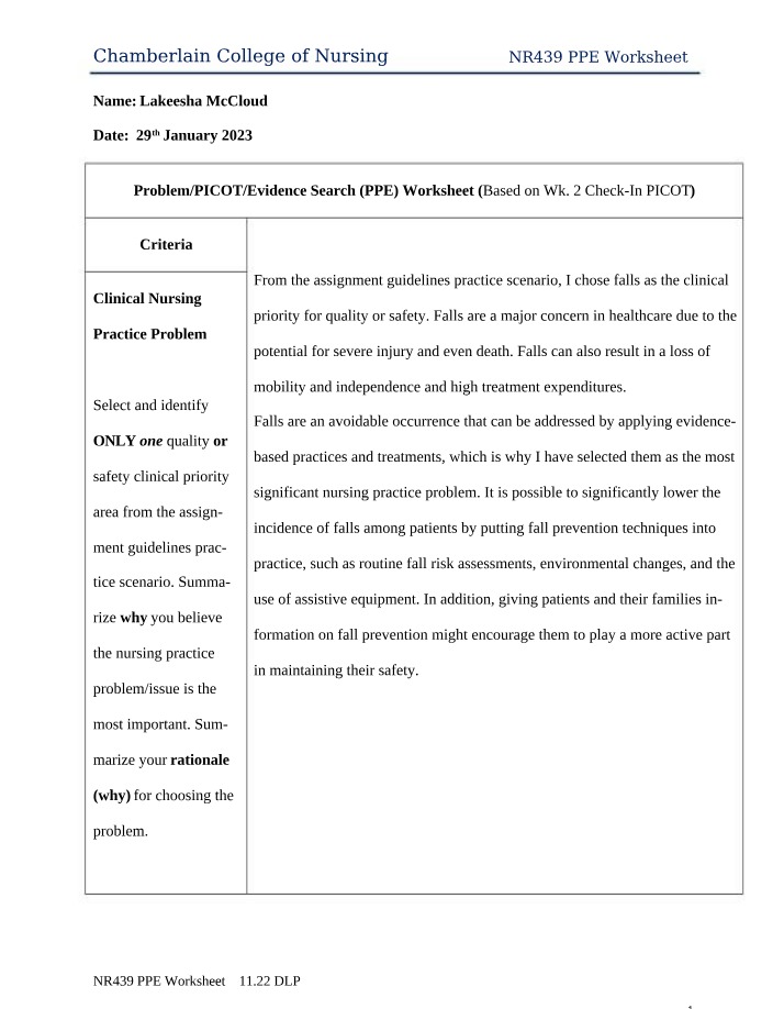 NR439 PPE Worksheet Series D