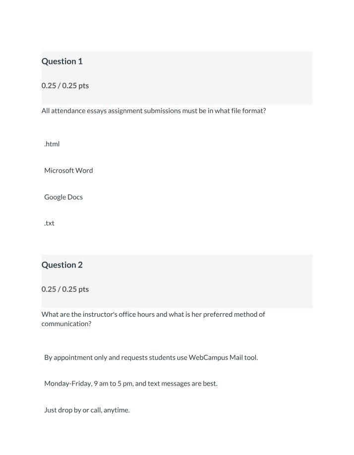 WMST 113 Syllabus Quiz