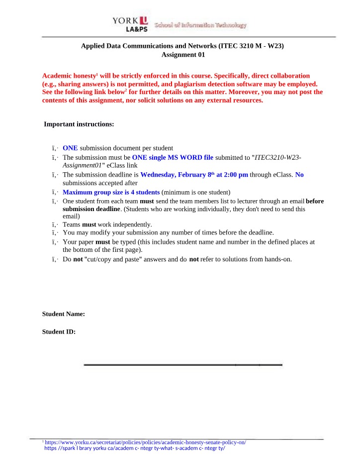 Assignment 01 - Applied Data Communications and Networks