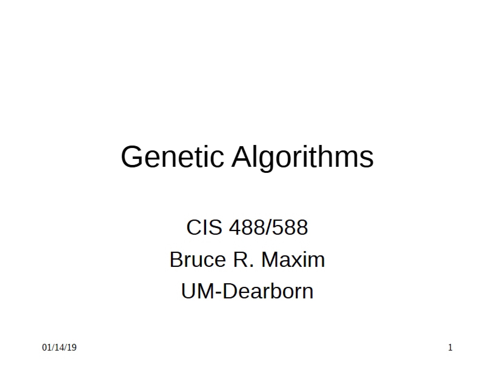 Algorithms Genetic