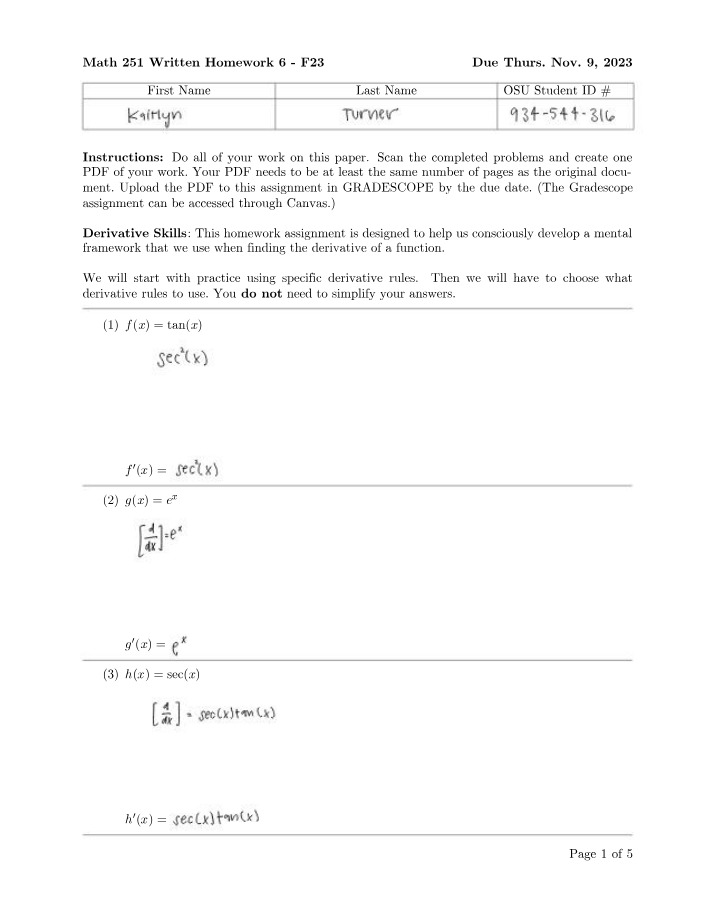 Math 251 Written Homework 6 - Fall 2023