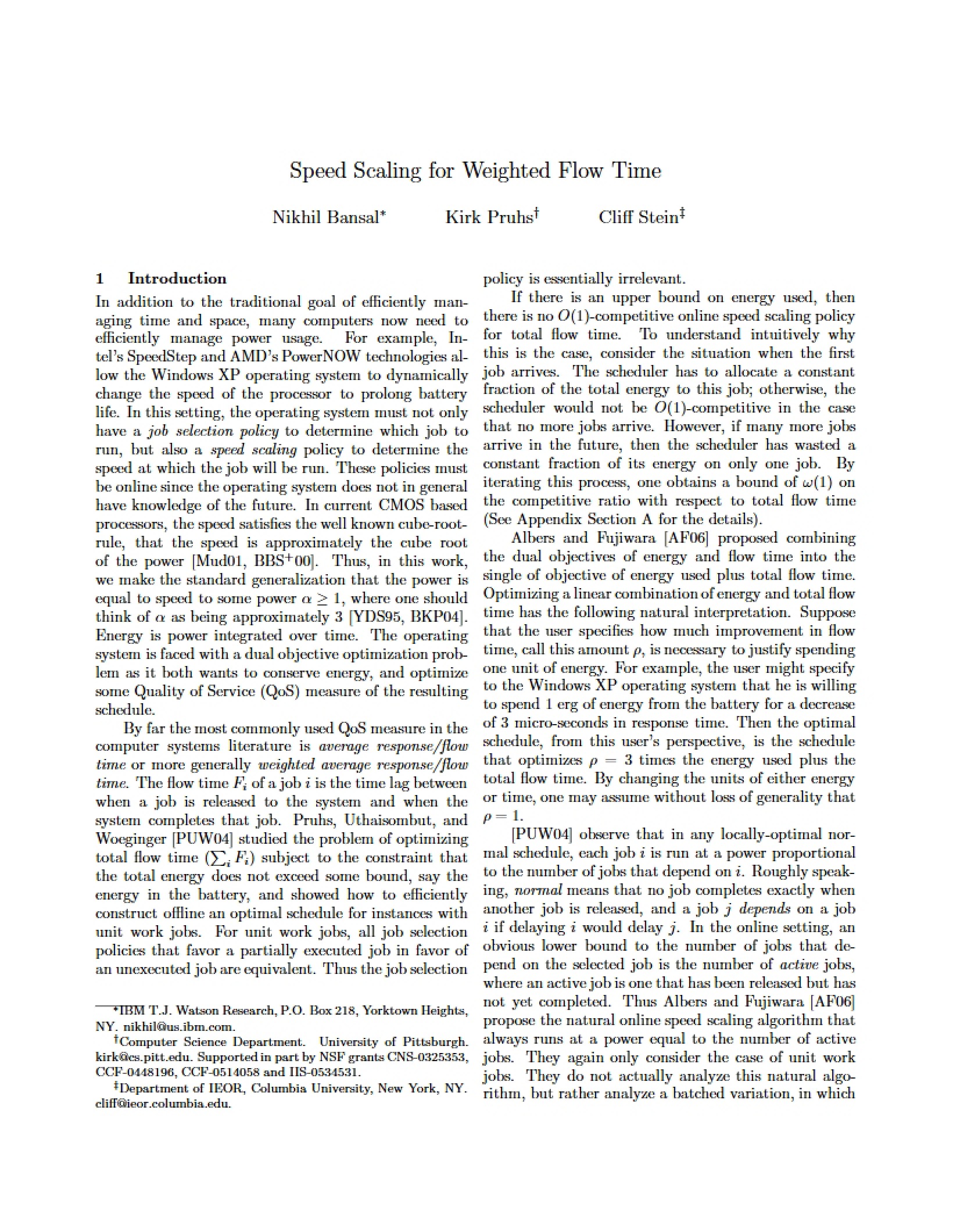 Weighted Flow Time Speed Scaling